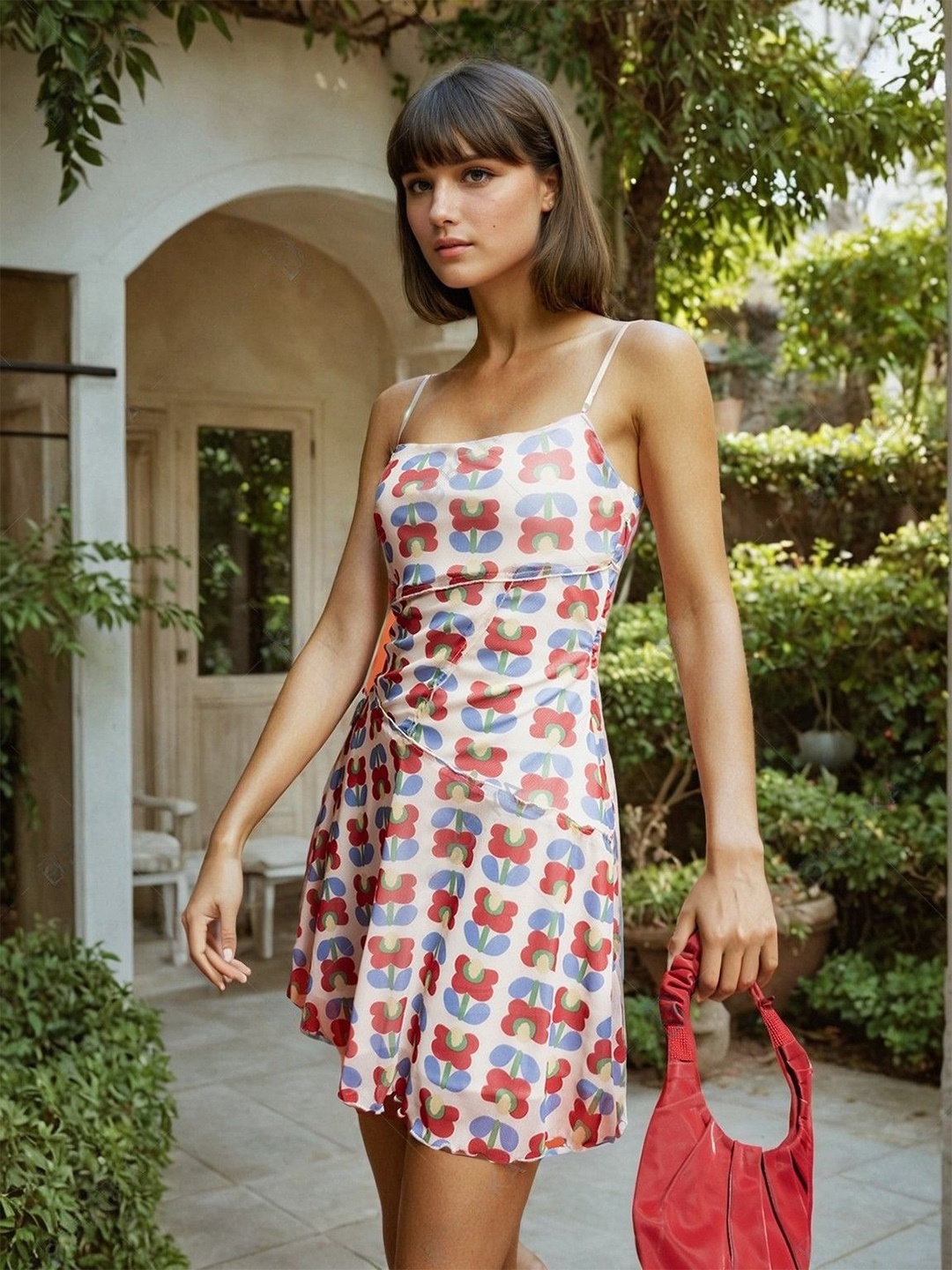 

Stylecast X Hersheinbox Floral Print Mesh A-Line Mini Dress, Cream