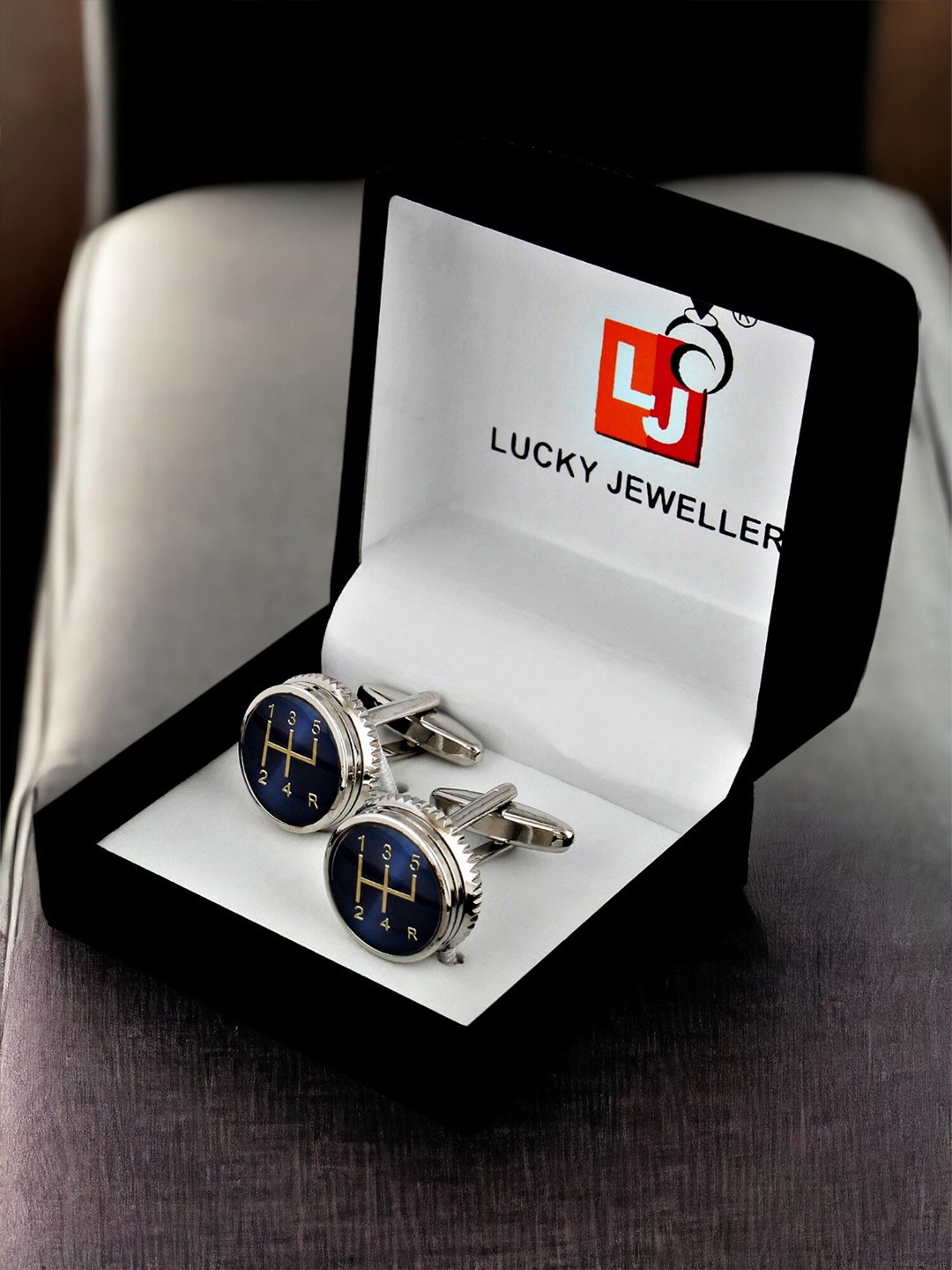 

LUCKY JEWELLERY Silver Plated Enamel Formal Cufflink