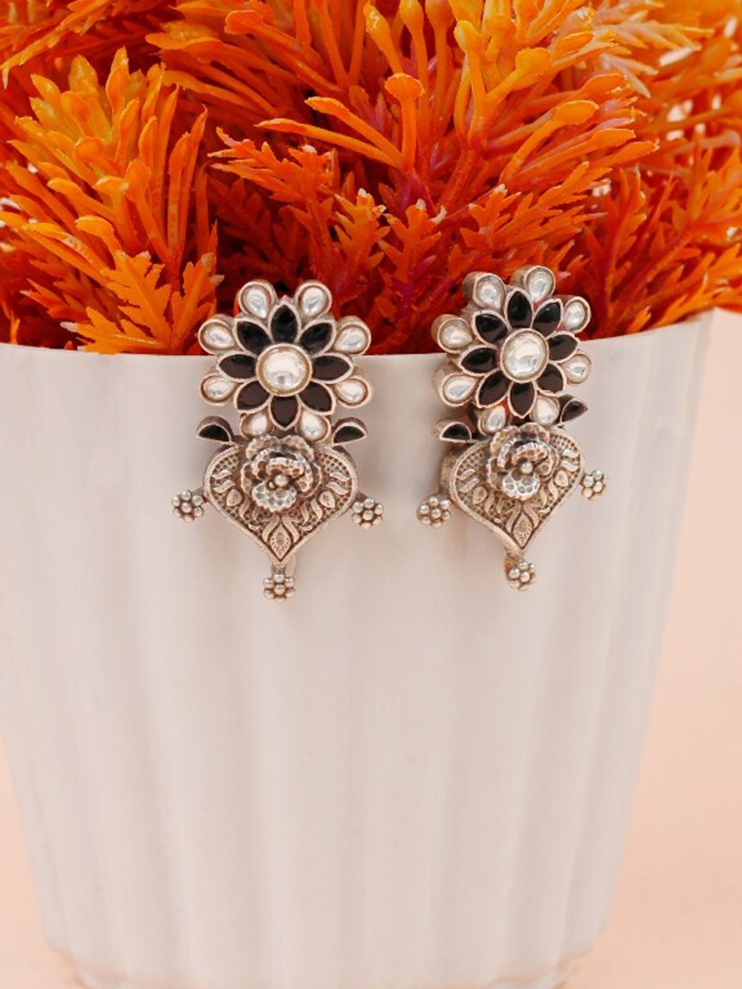 

SANGEETA BOOCHRA Silver-Plated Floral Drop Earrings, Gold