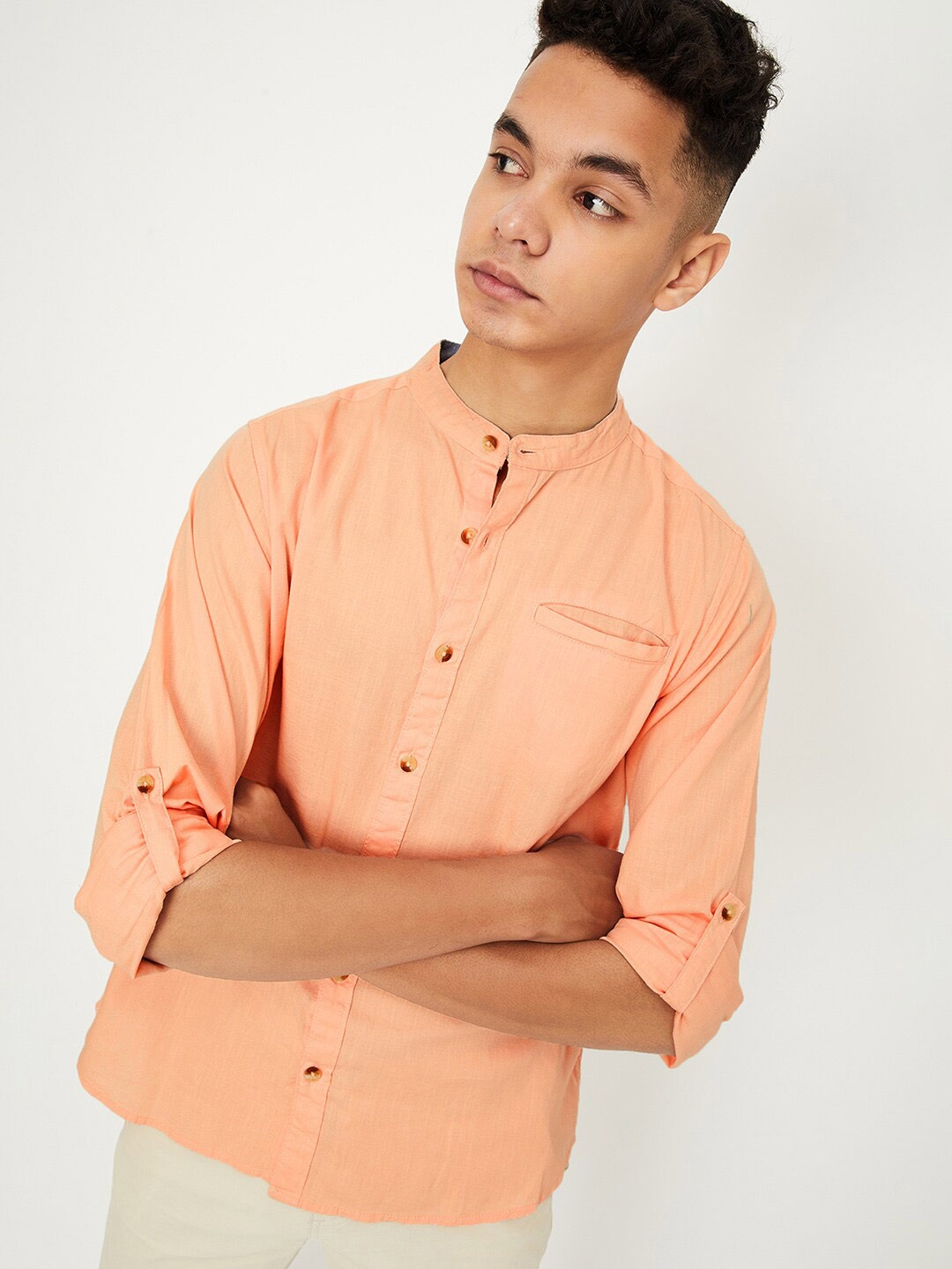 

max Boys Pure Cotton Casual Shirt, Peach