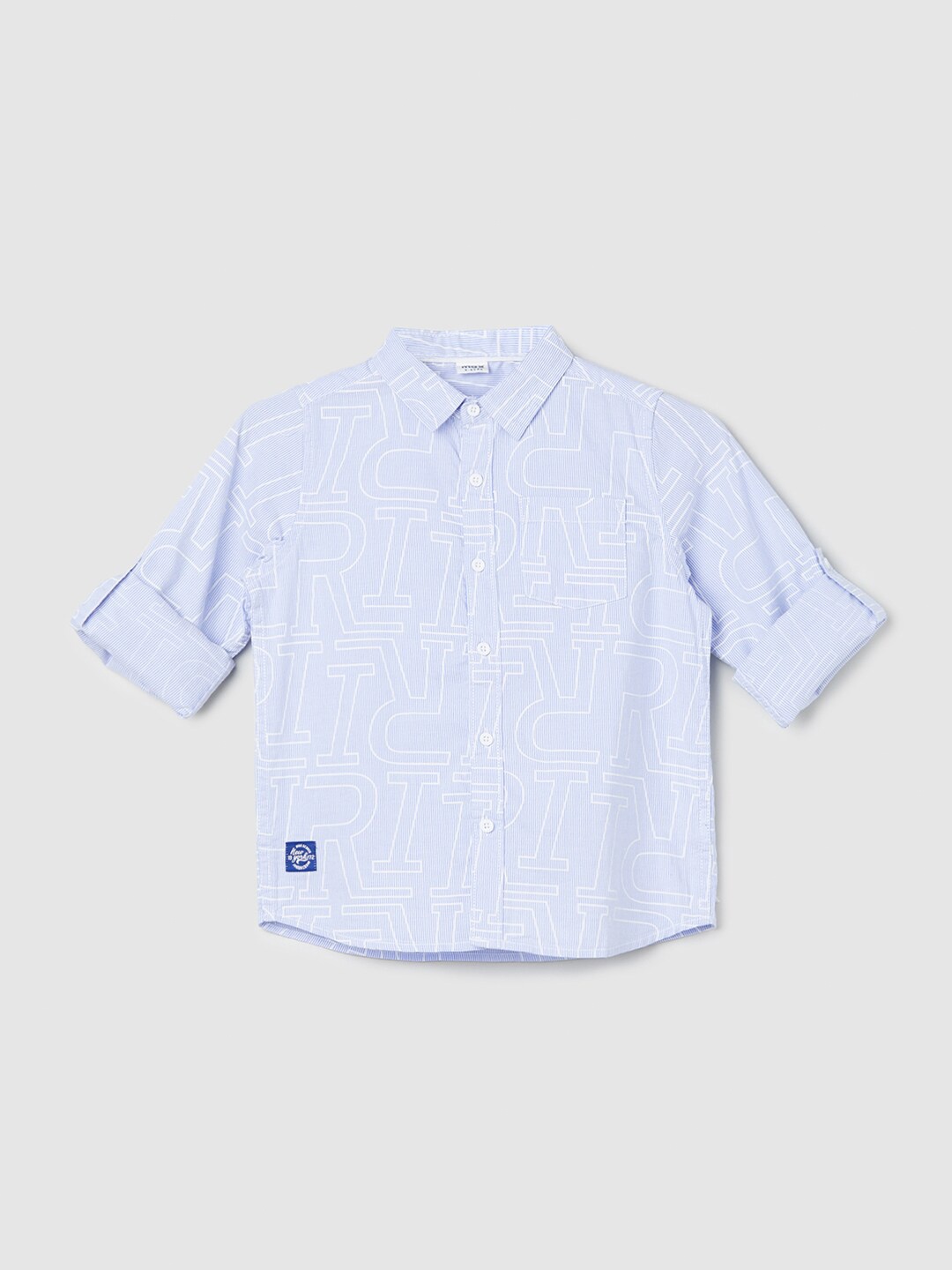 

max Boys Printed Pure Cotton Casual Shirt, Blue