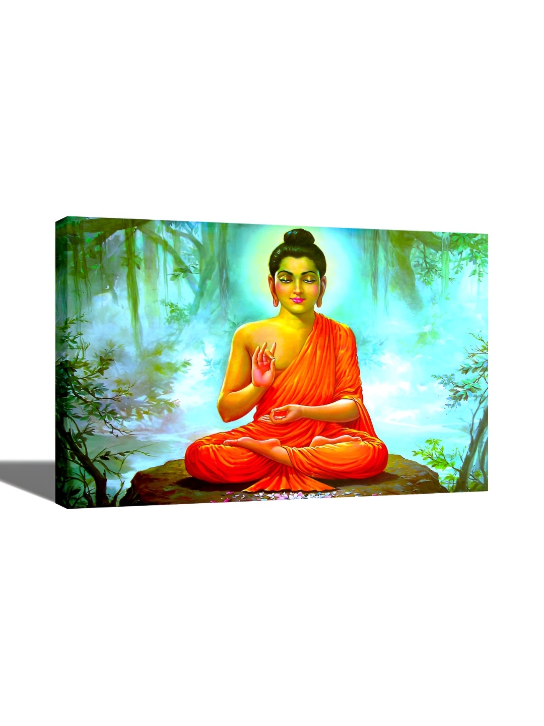 

Tamatina Orange & Green Meditating Buddha Canvas Wall Decor