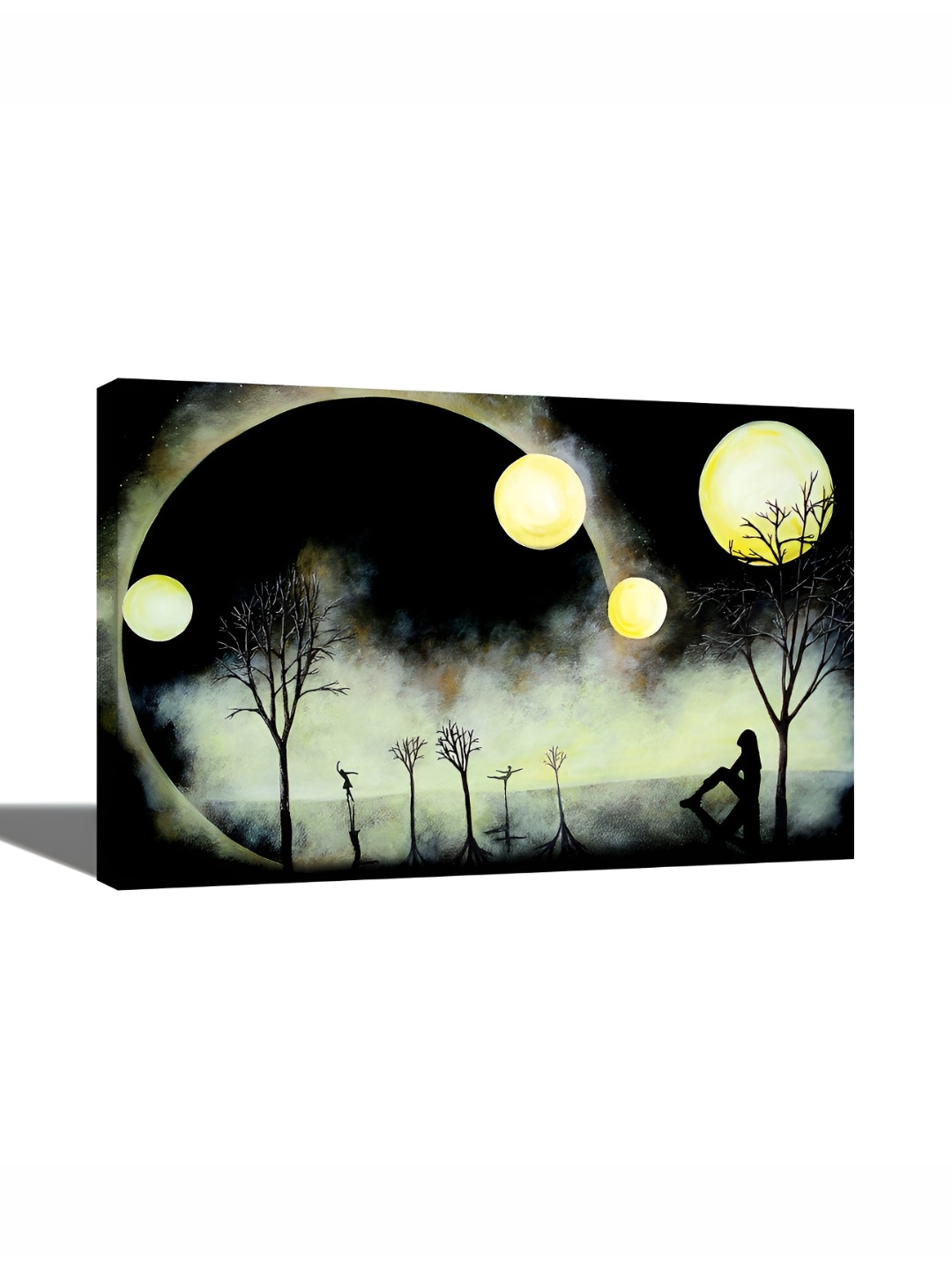 

Tamatina Black & Yellow Canvas Moonlight Painting Wall Art