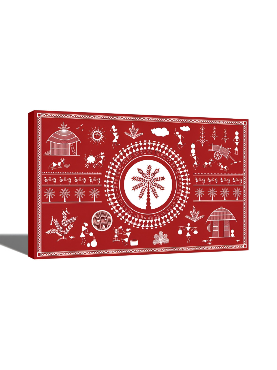 

Tamatina Red & White Tribal Canvas Framed Painting Wall Art