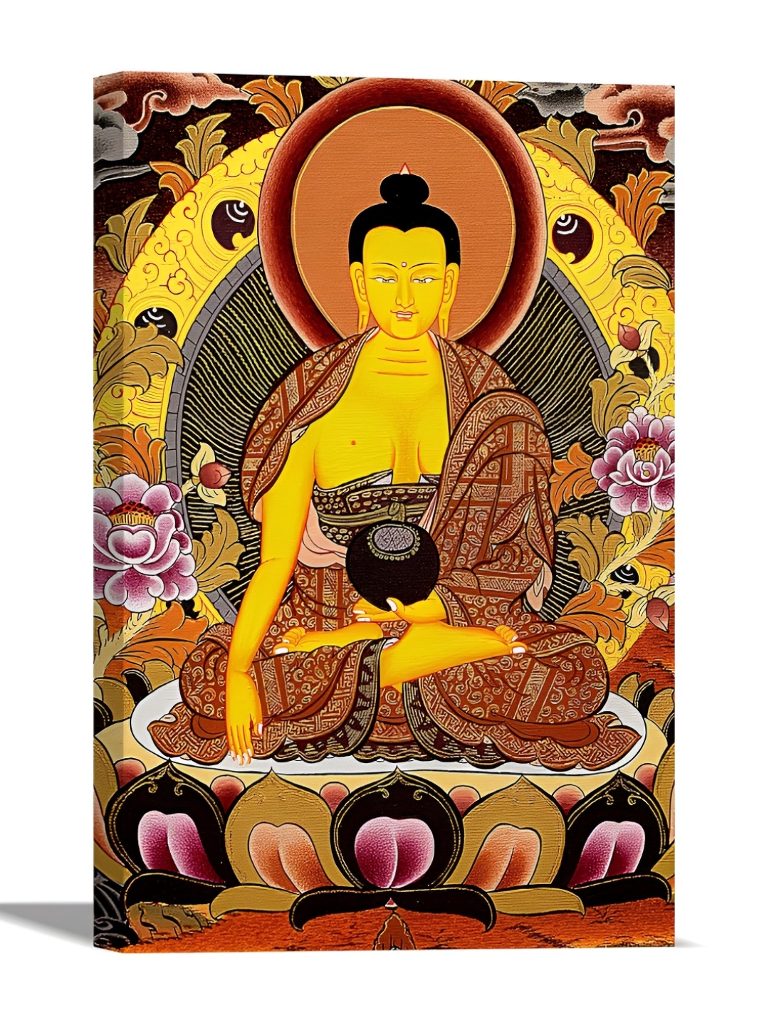 

Tamatina Yellow & Orange Traditional Art Of Buddha Canvas Wall Decor