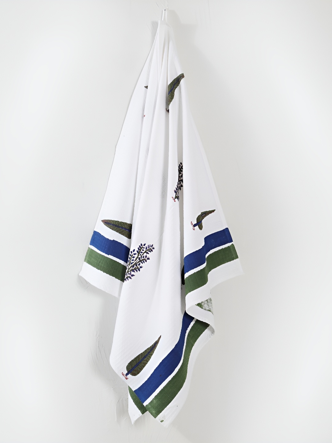 

HANDICRAFT PALACE Green & White Printed Pure Cotton 250GSM Premium Waffle Bath Towel