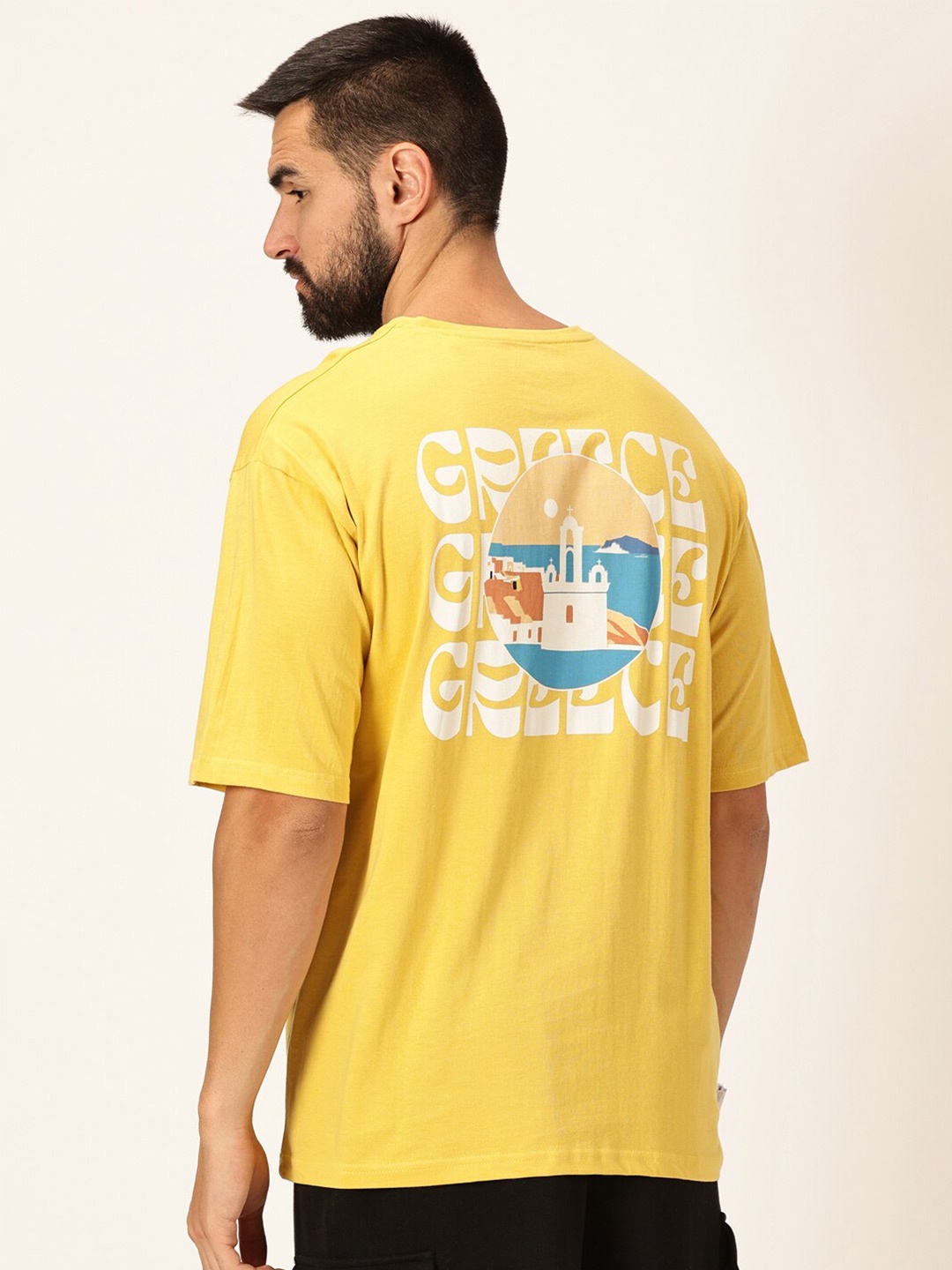 

Thomas Scott Round Neck Printed Drop-Shoulder Sleeves Bio Finish T-shirt, Yellow