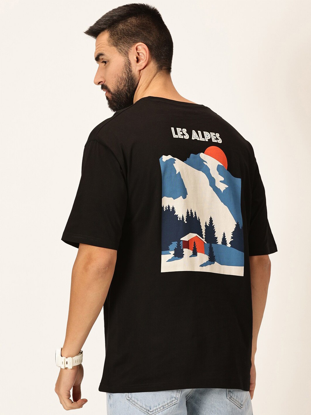 

Thomas Scott Graphic Printed Bio Finish Pure Cotton Oversized T-shirt, Black