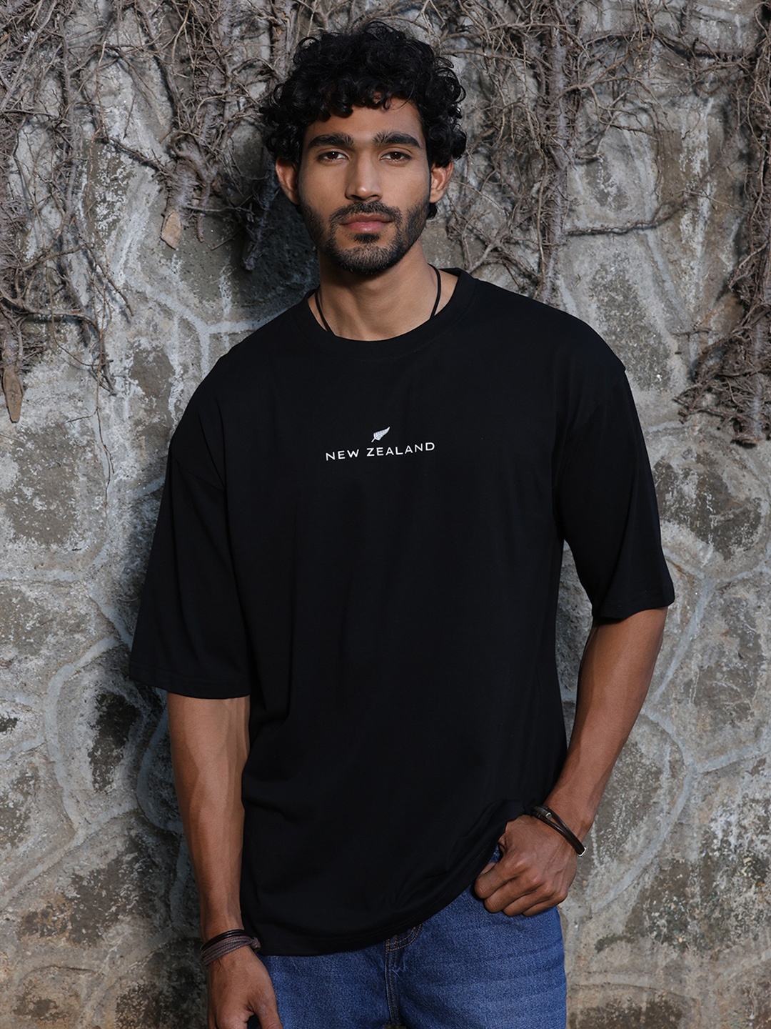Thomas Scott Graphic Printed Bio Finish Pure Cotton Oversized T-shirt, Black