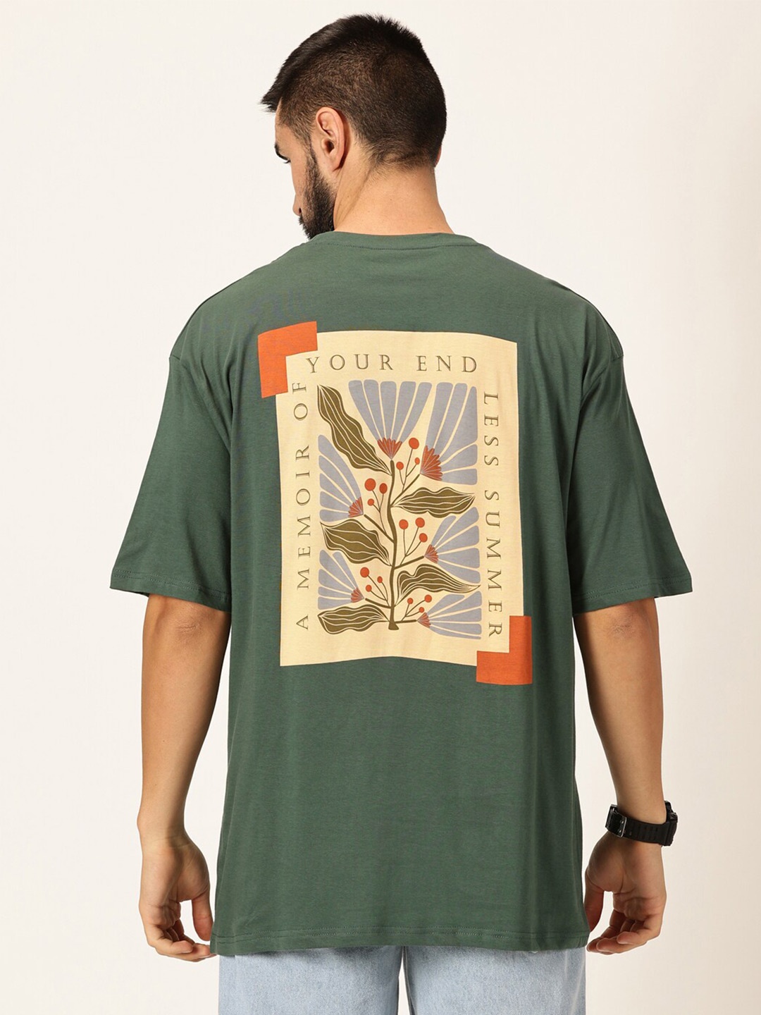 

Thomas Scott Graphic Printed Drop-Shoulder Sleeves Bio Finish T-shirt, Green