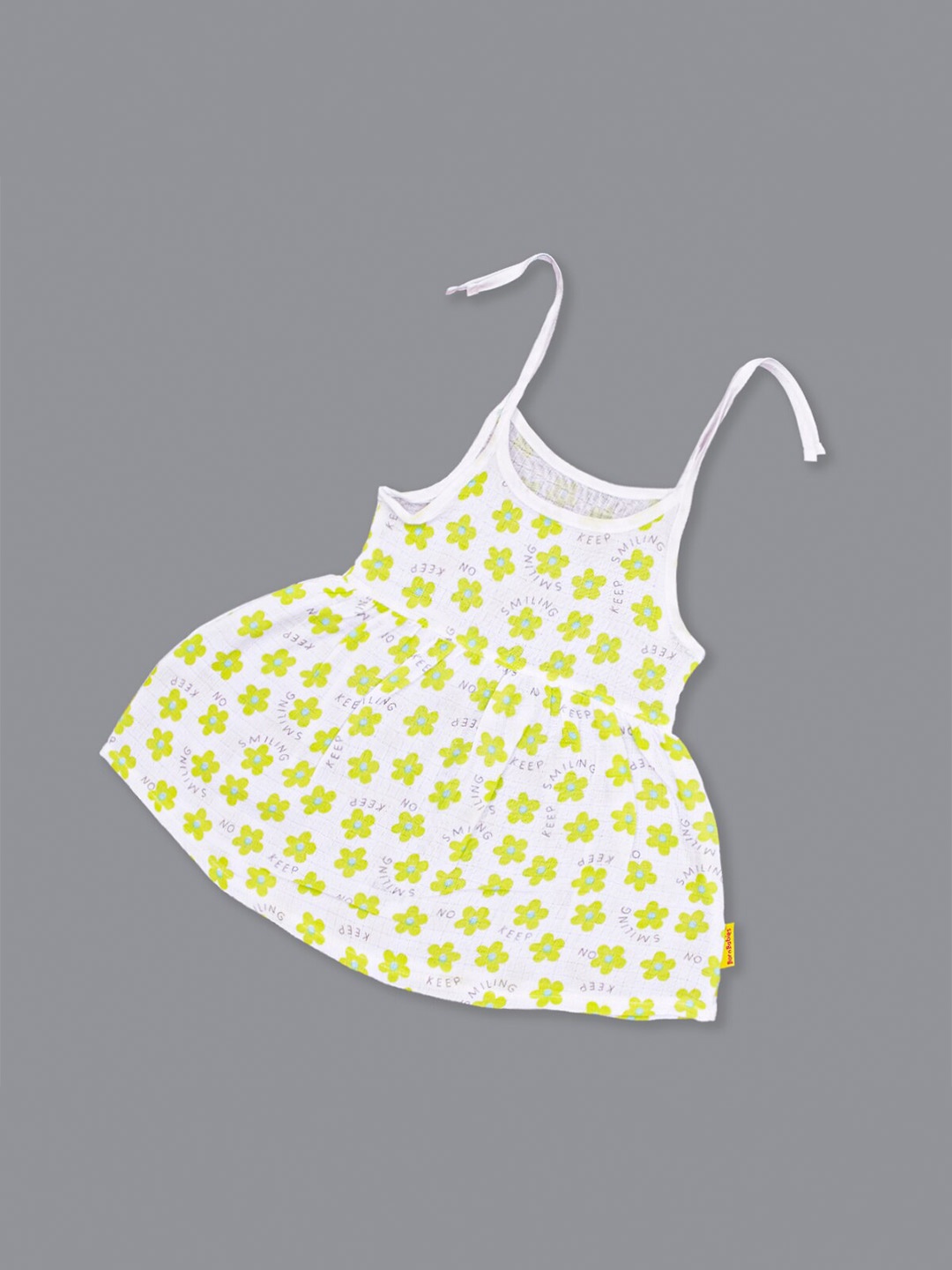 

Born Babies Girls Print Sleeveless Knot Frock Organic Cotton A-Line Dress, Green