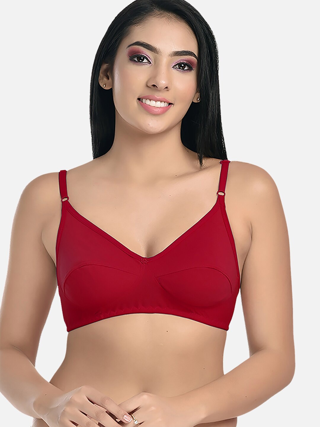 

StyFun Medium Coverage Non Padded Everyday Bra With All Day Comfort, Maroon