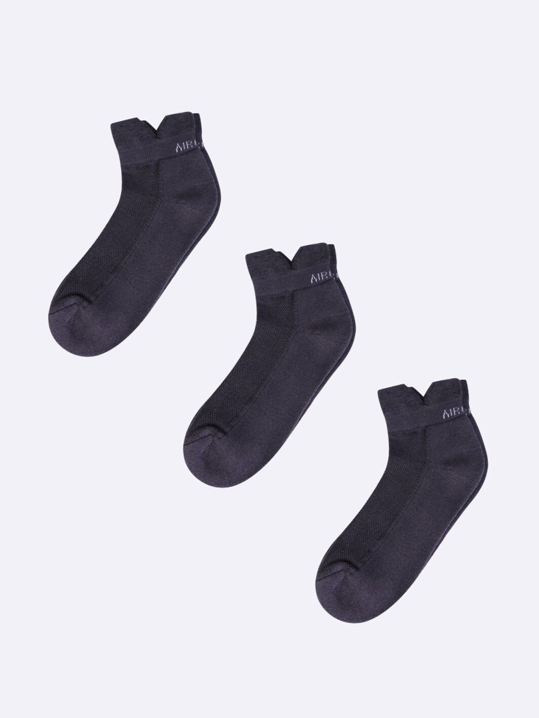 

AIR GARB Pack Of 3 Anti Bacterial Ankle-Length Sneaker Socks, Grey
