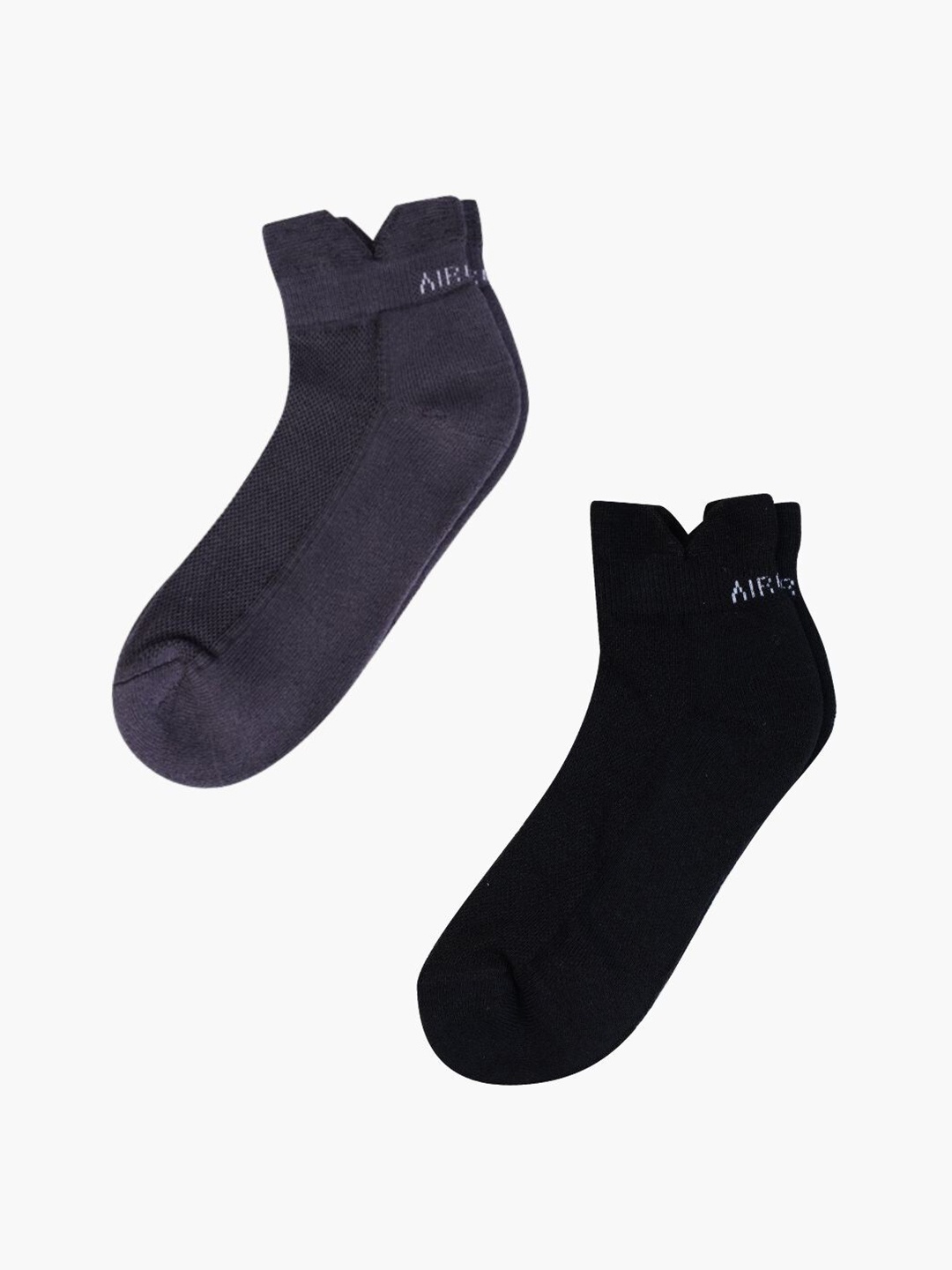 

AIR GARB Pack Of 2 Anti-Bacterial Ankle-Length Socks, Grey