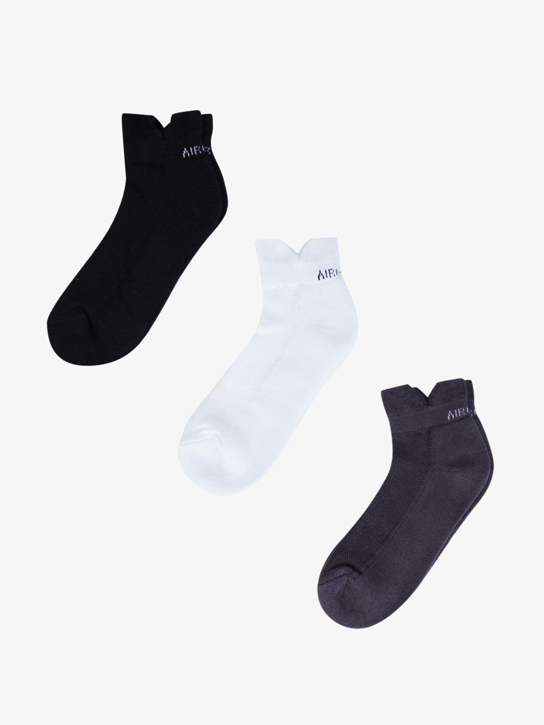 

AIR GARB Pack Of 3 Anti-Bacterial Ankle-Length Socks, Grey