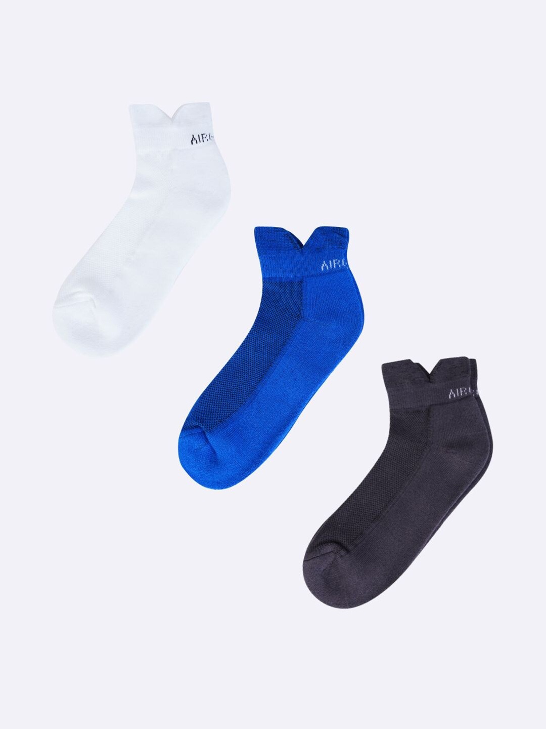 

AIR GARB Pack Of 3 Anti-Bacterial Ankle-Length Socks, Grey