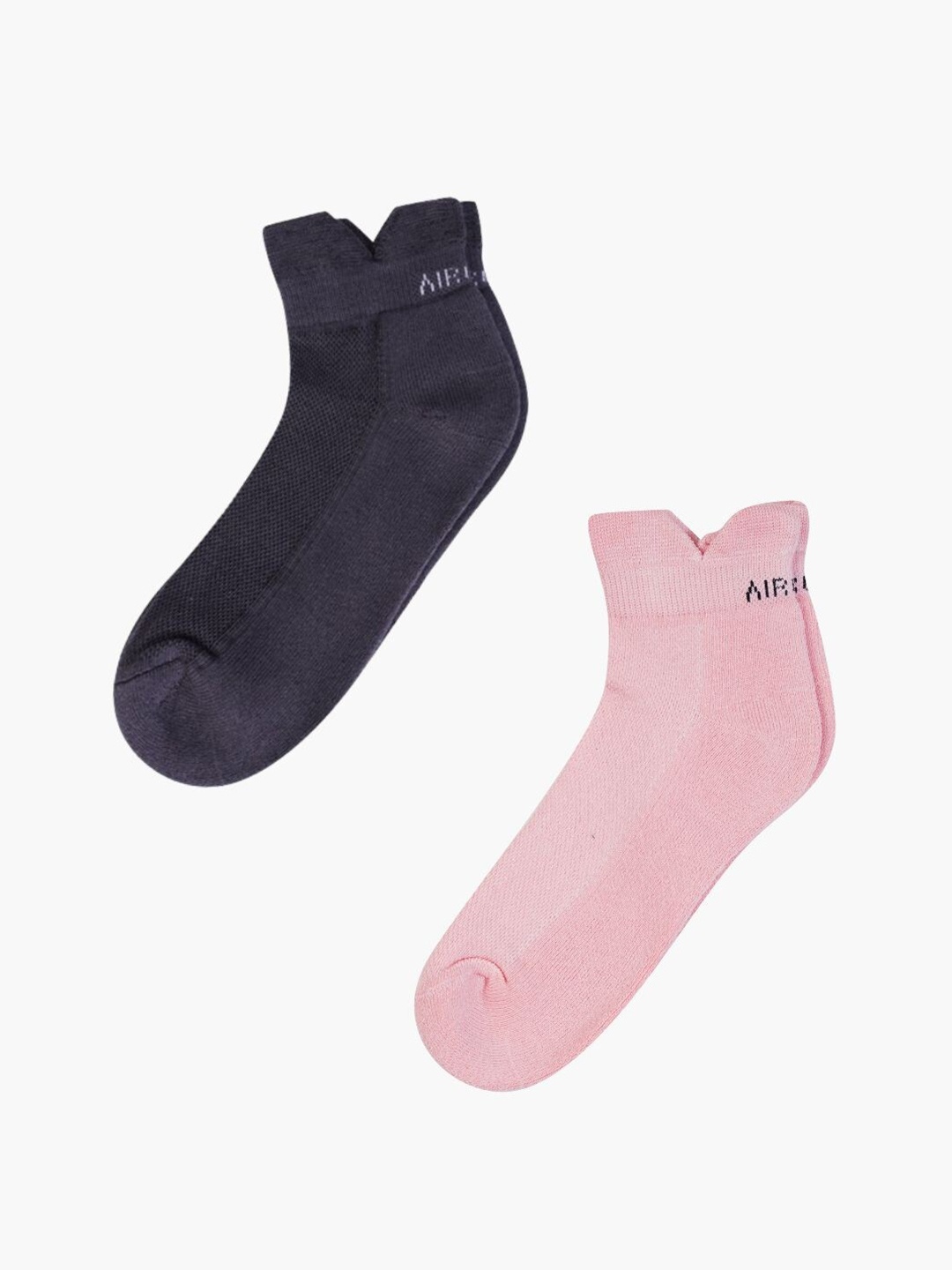 

AIR GARB Pack Of 2 Anti Bacterial & Breathable Ankle-Length Sneaker Socks, Grey