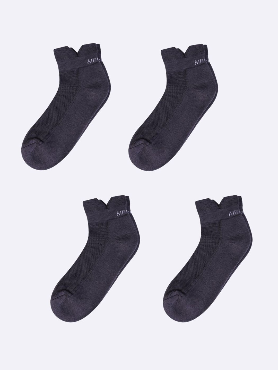 

AIR GARB Unisex Pack Of 4 Anti-Bacterial Ankle-Length Socks, Grey