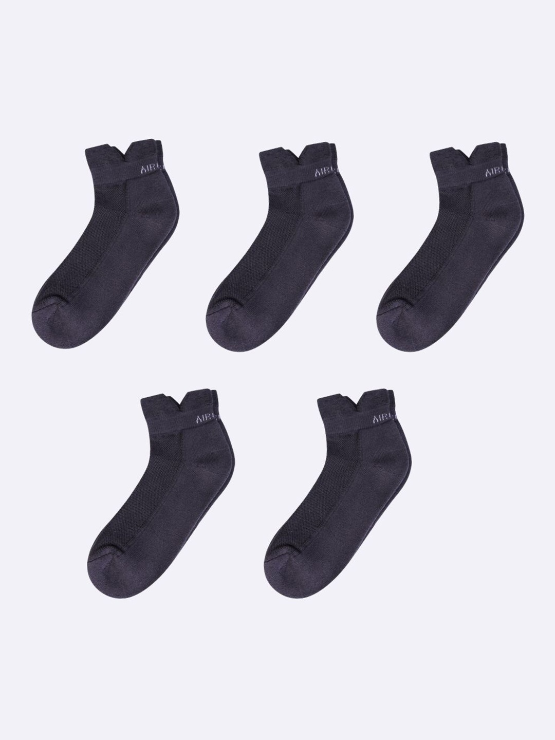 

AIR GARB Unisex Pack Of 5 Anti-Bacterial Ankle-Length Socks, Grey