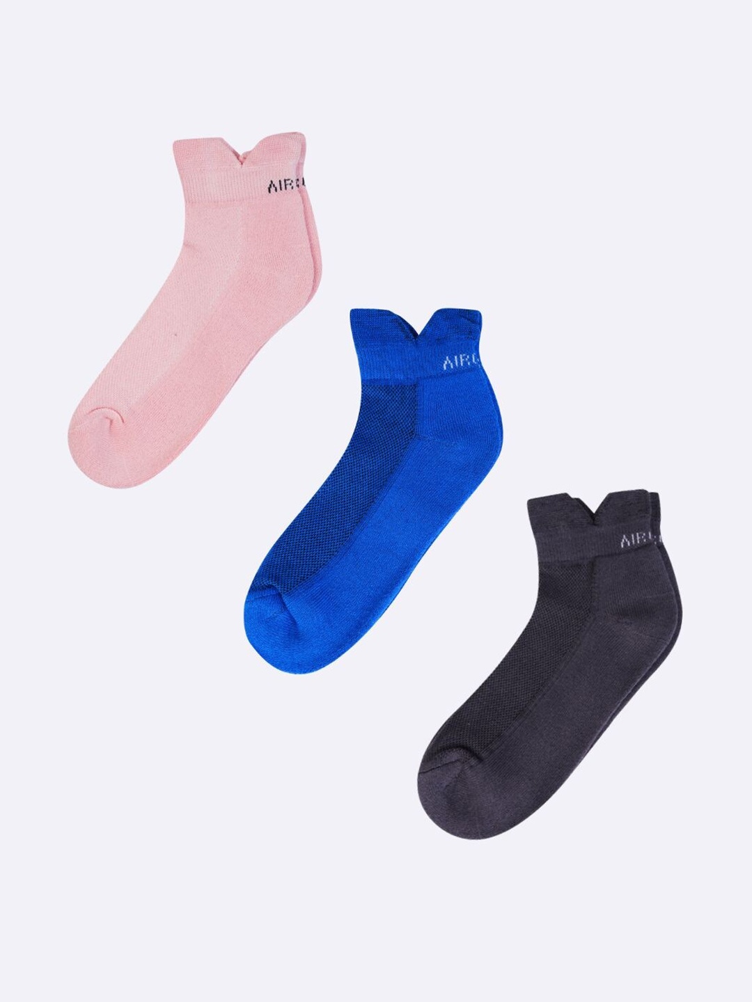 

AIR GARB Pack Of 3 Anti-Bacterial Ankle-Length Socks, Grey