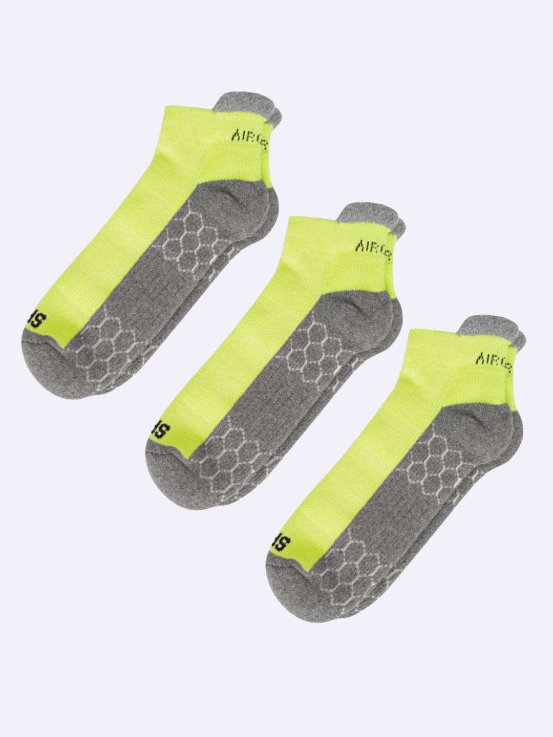 

AIR GARB Unisex Pack Of 3 Patterned Ankle-Length Sports Socks, Fluorescent green