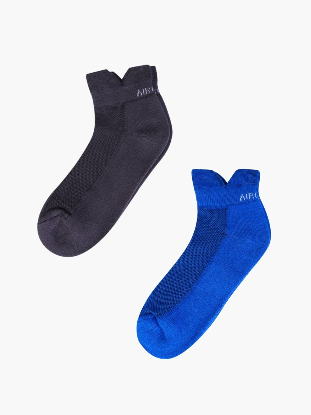 

AIR GARB Pack Of 2 Anti Bacterial & Breathable Ankle-Length Sneaker Socks, Grey