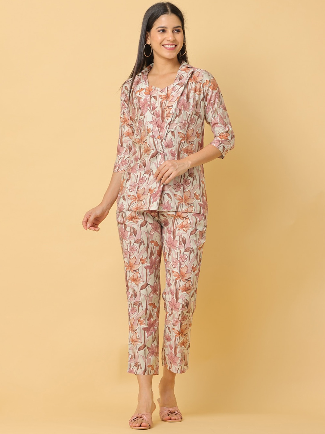 

Cora Printed Top, Jacket & Trousers Co-Ords, Pink