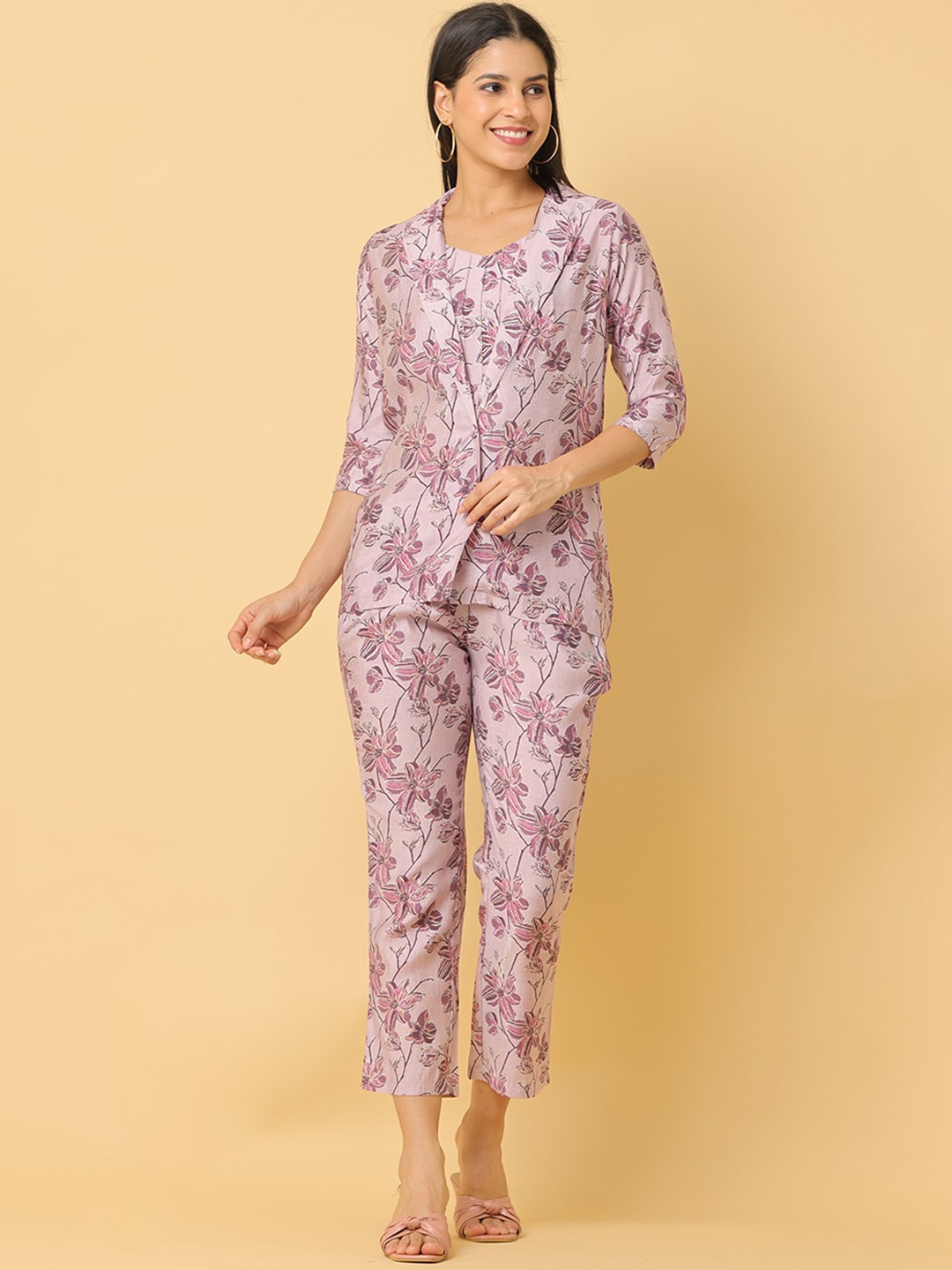 

Cora Printed Top, Jacket & Trousers Co-Ords, Purple