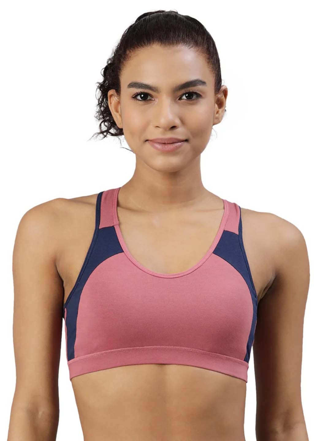 

BLOSSOM Non Padded and Racer Back Dry Fit Cotton Workout Bra With All Day Comfort, Rose gold