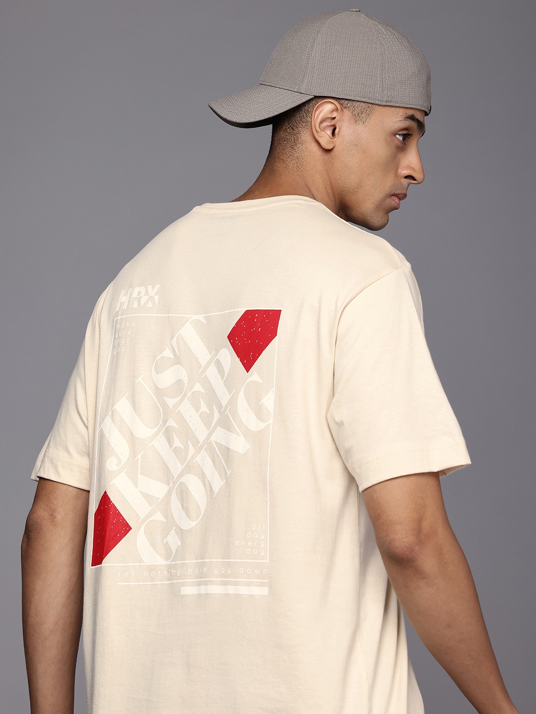 

HRX by Hrithik Roshan Men Typography Printed Bio Finish Oversized T-shirt, Beige