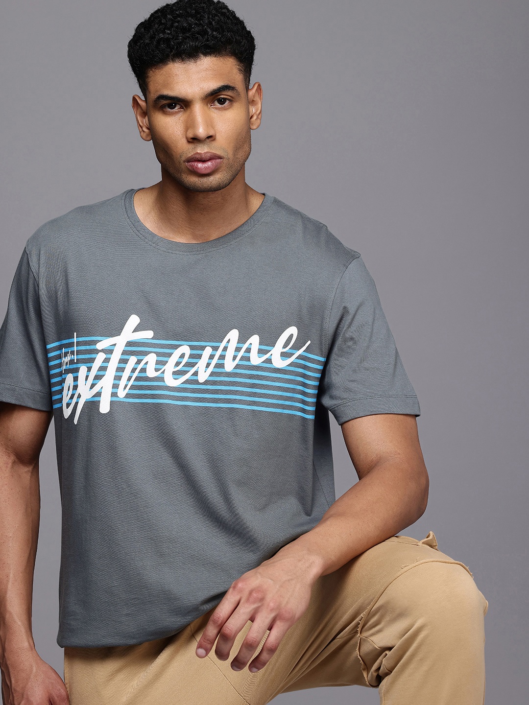 

HRX by Hrithik Roshan Men Typography Printed Bio Finish Oversized T-shirt, Grey