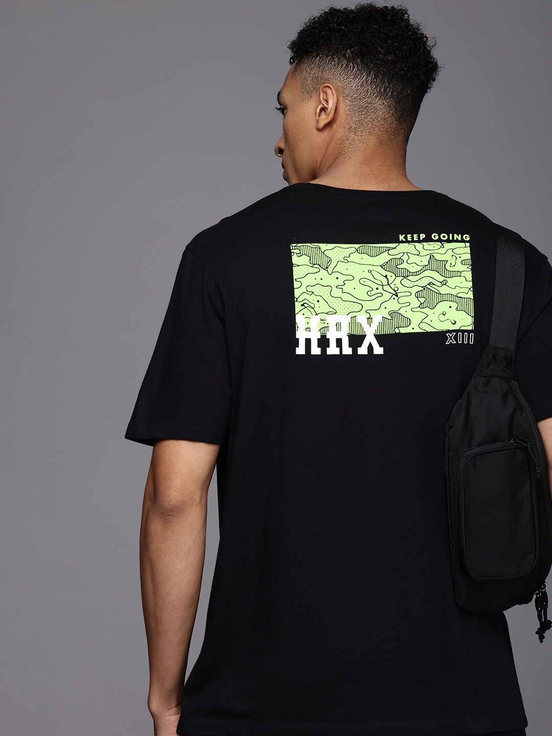 

HRX by Hrithik Roshan Men Graphic Printed Bio Finish Oversized T-shirt, Black