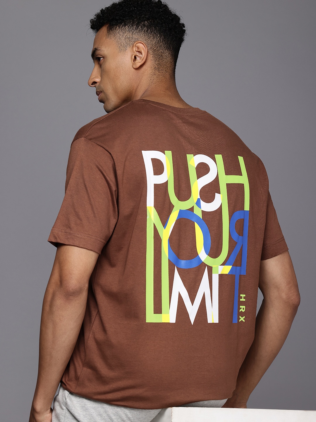 

HRX by Hrithik Roshan Men Typography Printed Bio Finish Oversized T-shirt, Brown