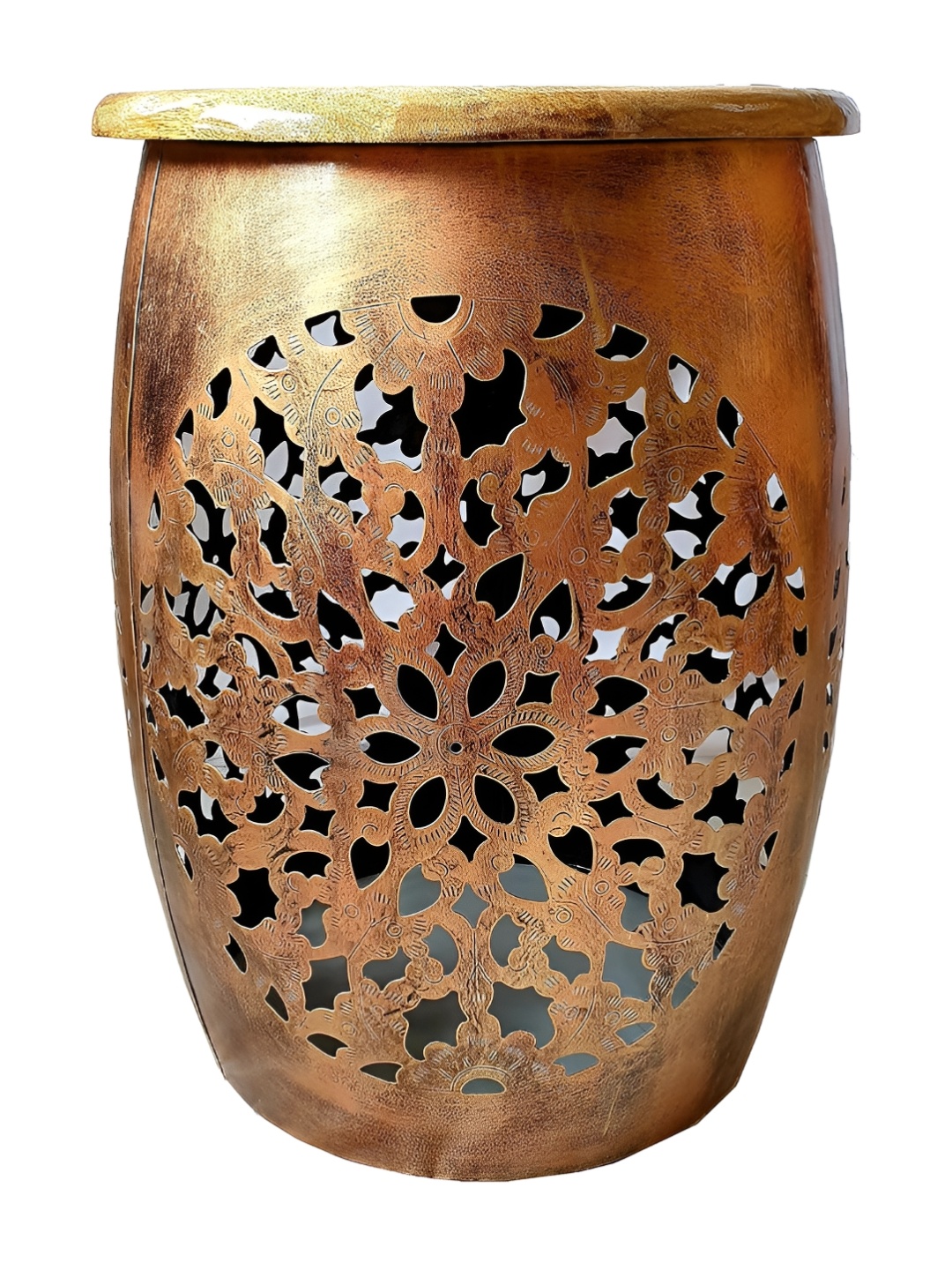 

RSN Gold Toned Textured Metal Showpiece Stool, Copper