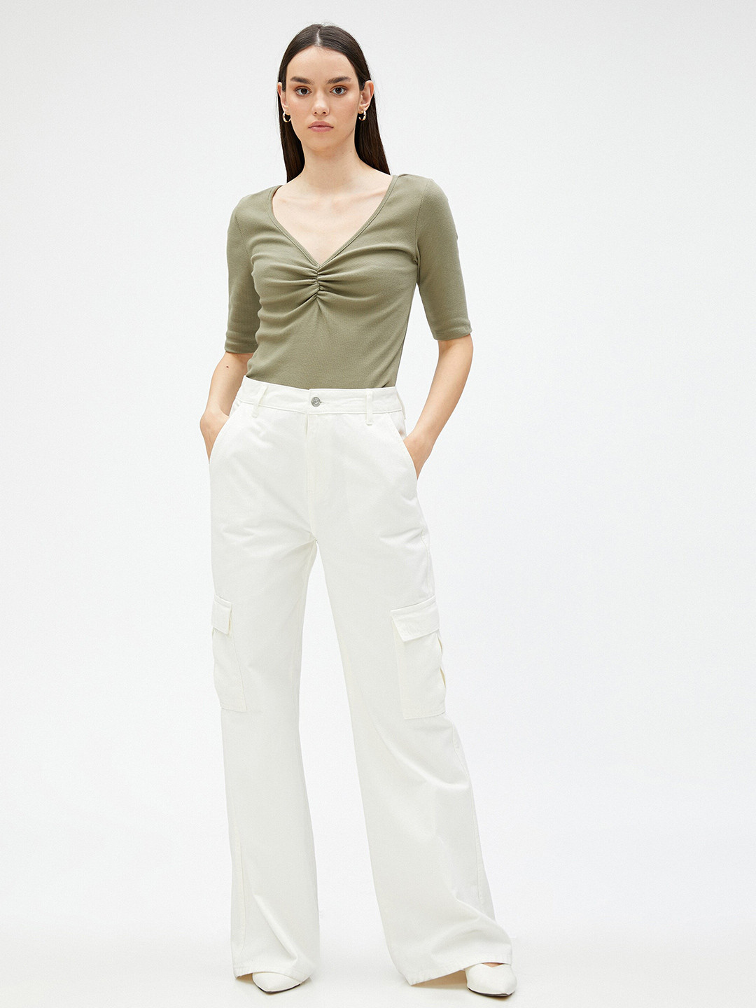 

Koton V-Neck Top, Green