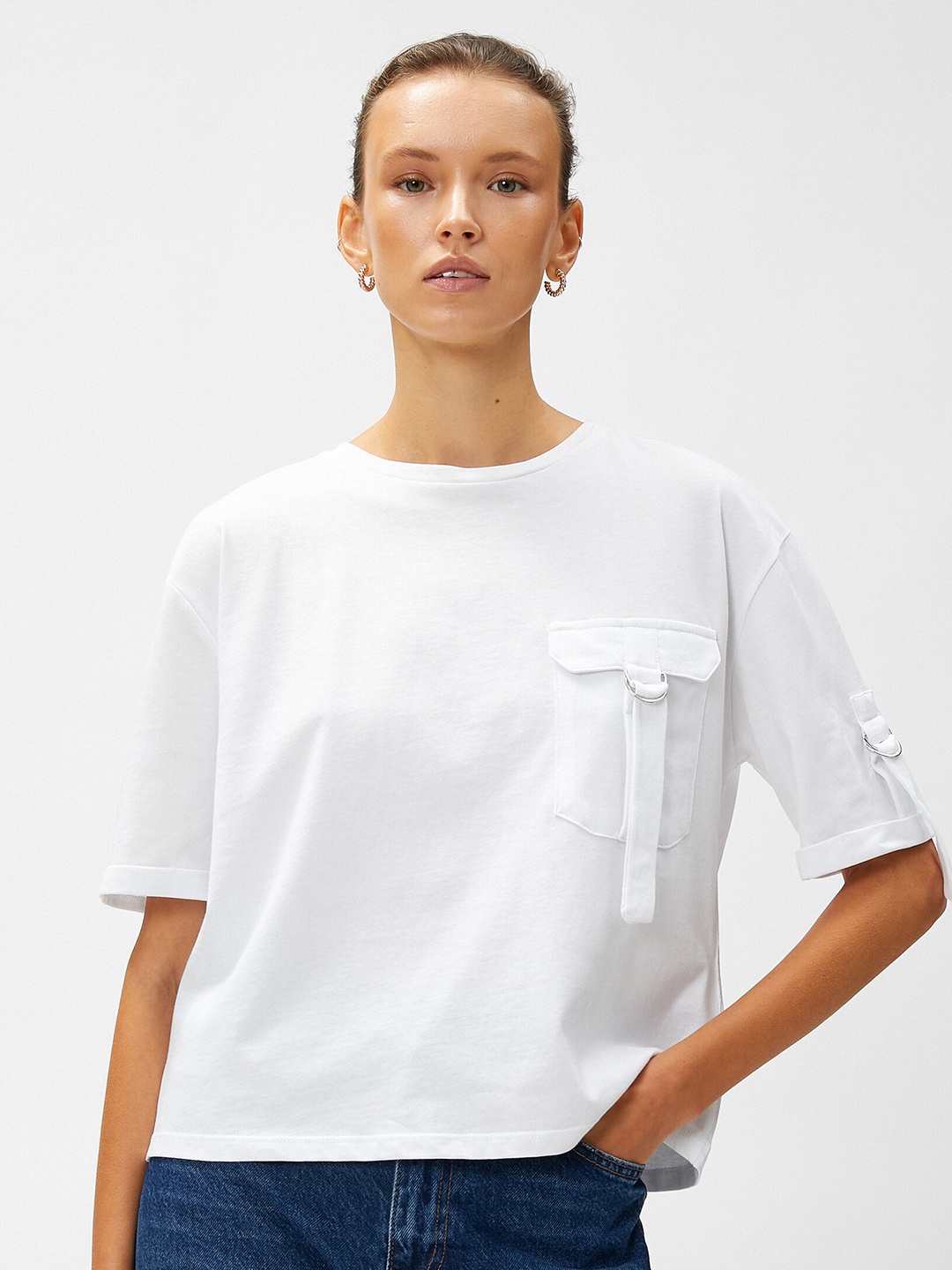 

Koton Round Neck Pure Cotton T-shirt, White