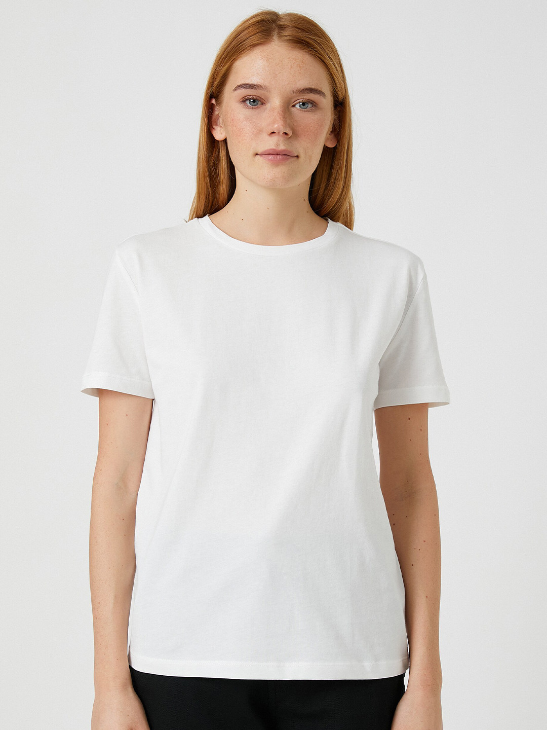 

Koton Round Neck Cotton Knitted T-shirt, White