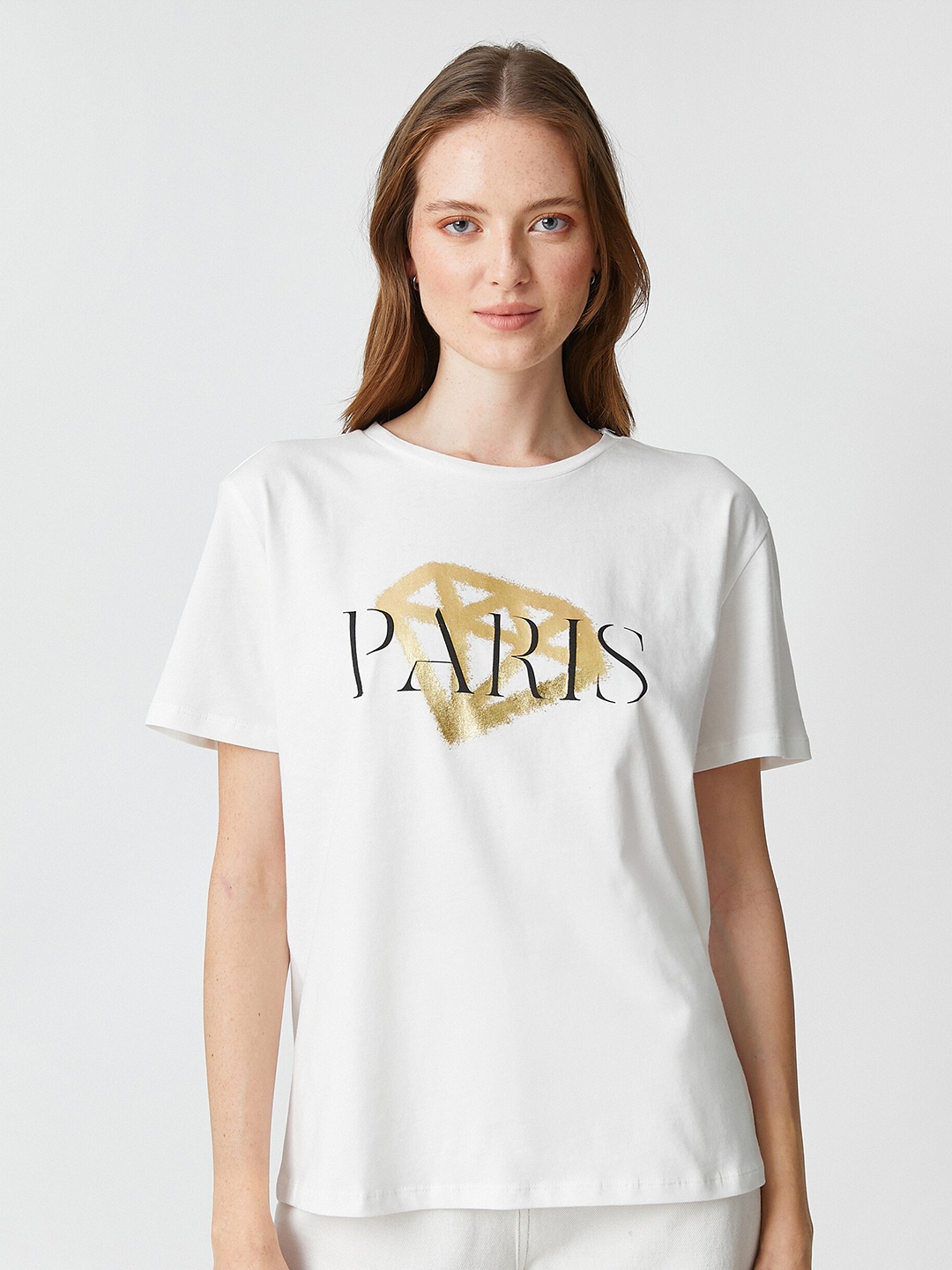 

Koton Typography Printed Round Neck Cotton T-shirt, White