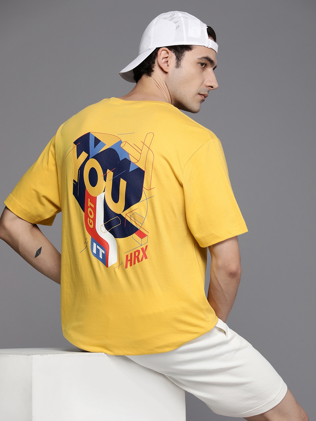 

HRX by Hrithik Roshan Men Graphic Printed Bio Finish Oversized T-shirt, Yellow
