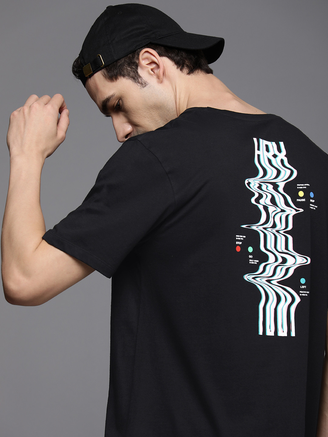 

HRX by Hrithik Roshan Men Graphic Printed Bio Finish Oversized T-shirt, Black
