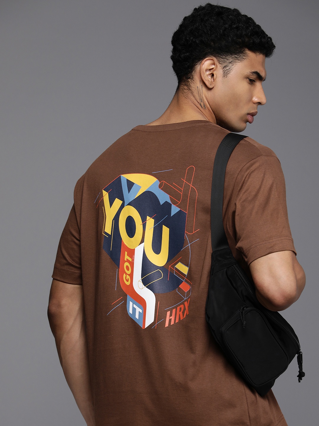 

HRX by Hrithik Roshan Men Graphic Printed Bio Finish Oversized T-shirt, Brown
