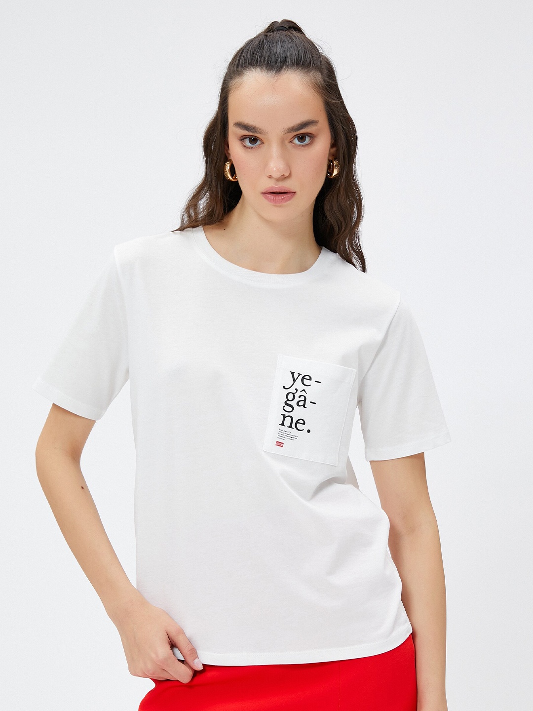 

Koton Typography Printed Round Neck Short Sleeves Cotton T-shirt, White