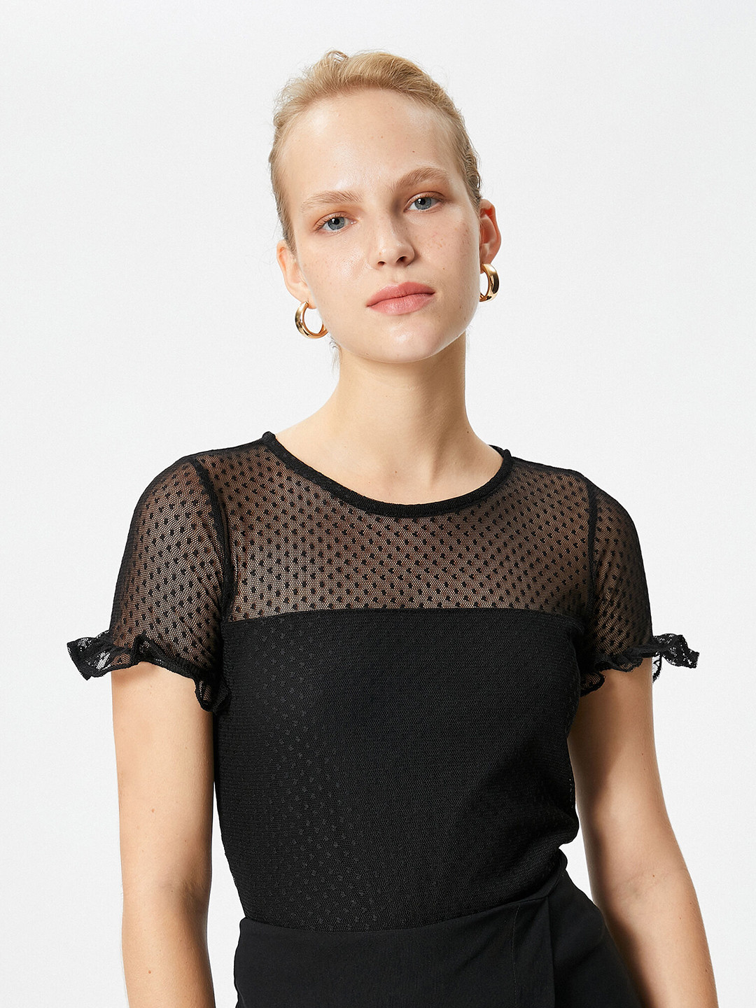 

Koton Self Design Round Neck Printed T-shirt, Black