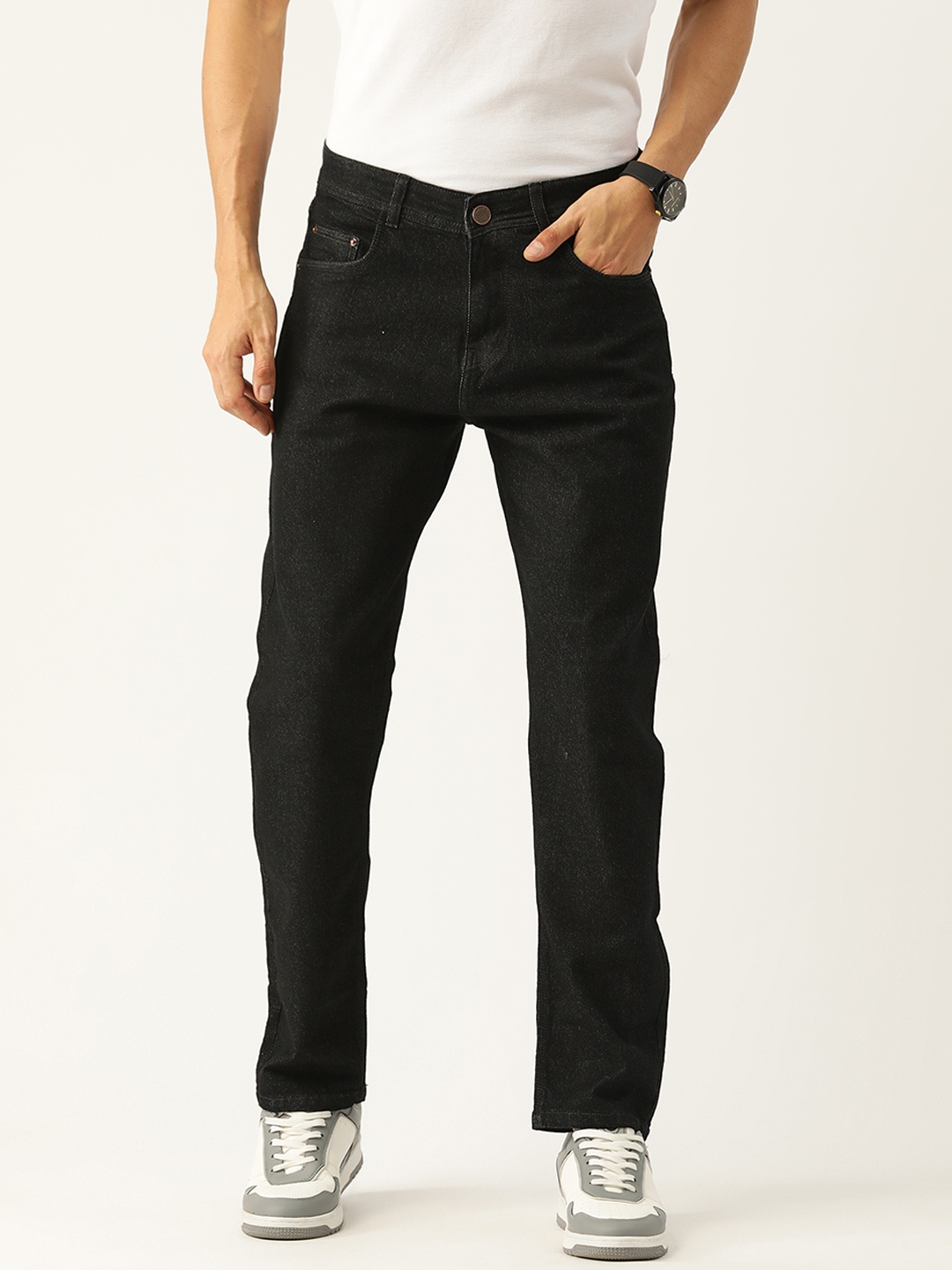 

PARIS HAMILTON Men Relaxed Fit Stretchable Jeans, Black