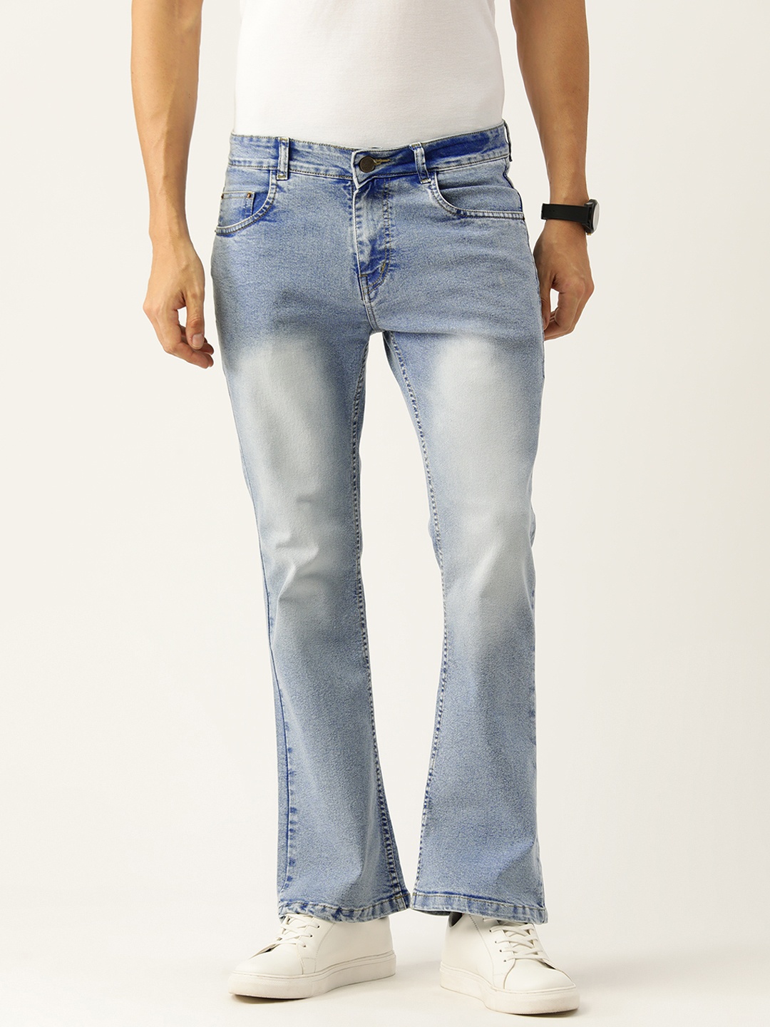 

PARIS HAMILTON Men Bootcut Heavy Fade Stretchable Jeans, Blue