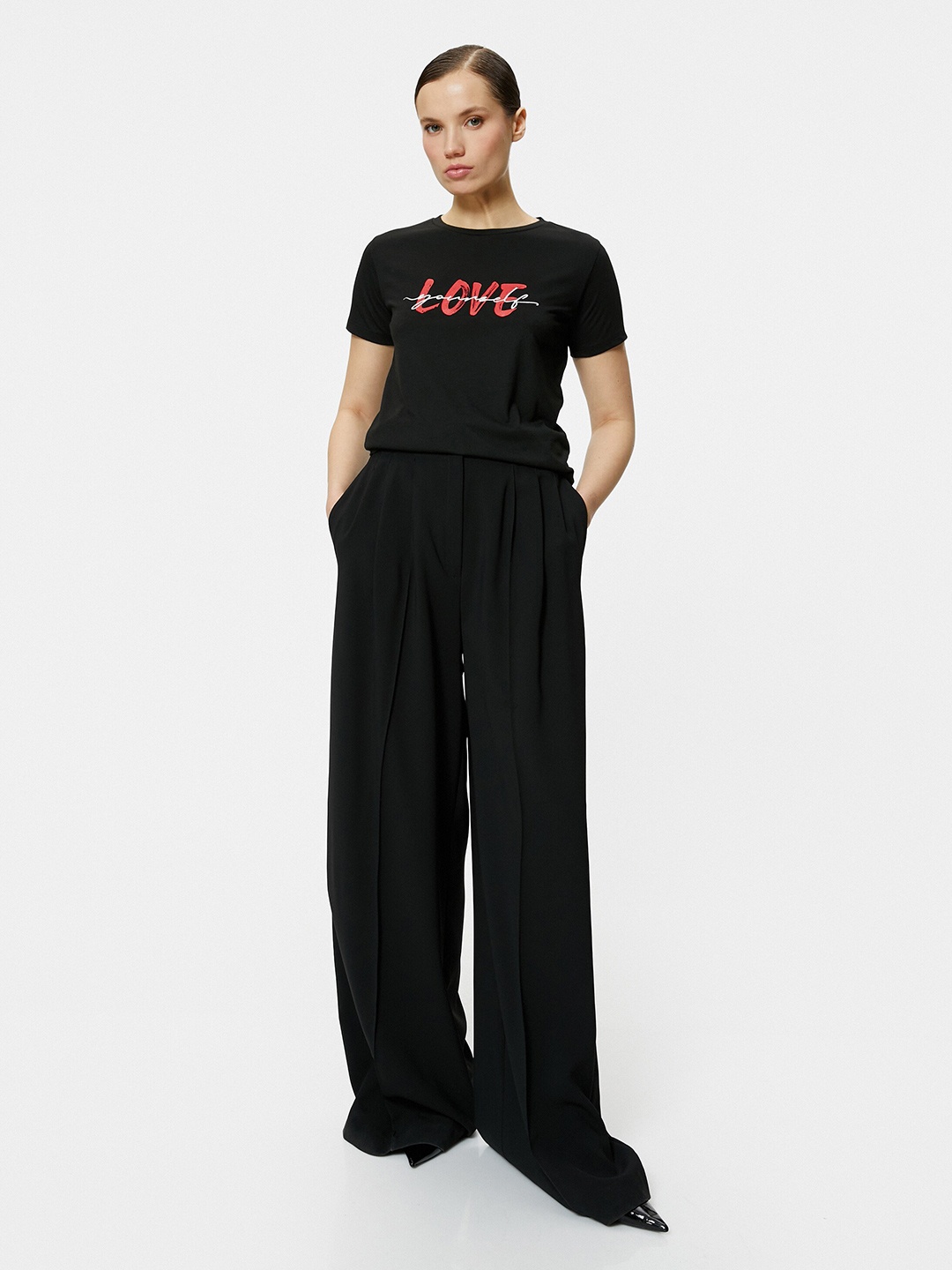 

Koton Round Neck Typography Printed T-shirt, Black