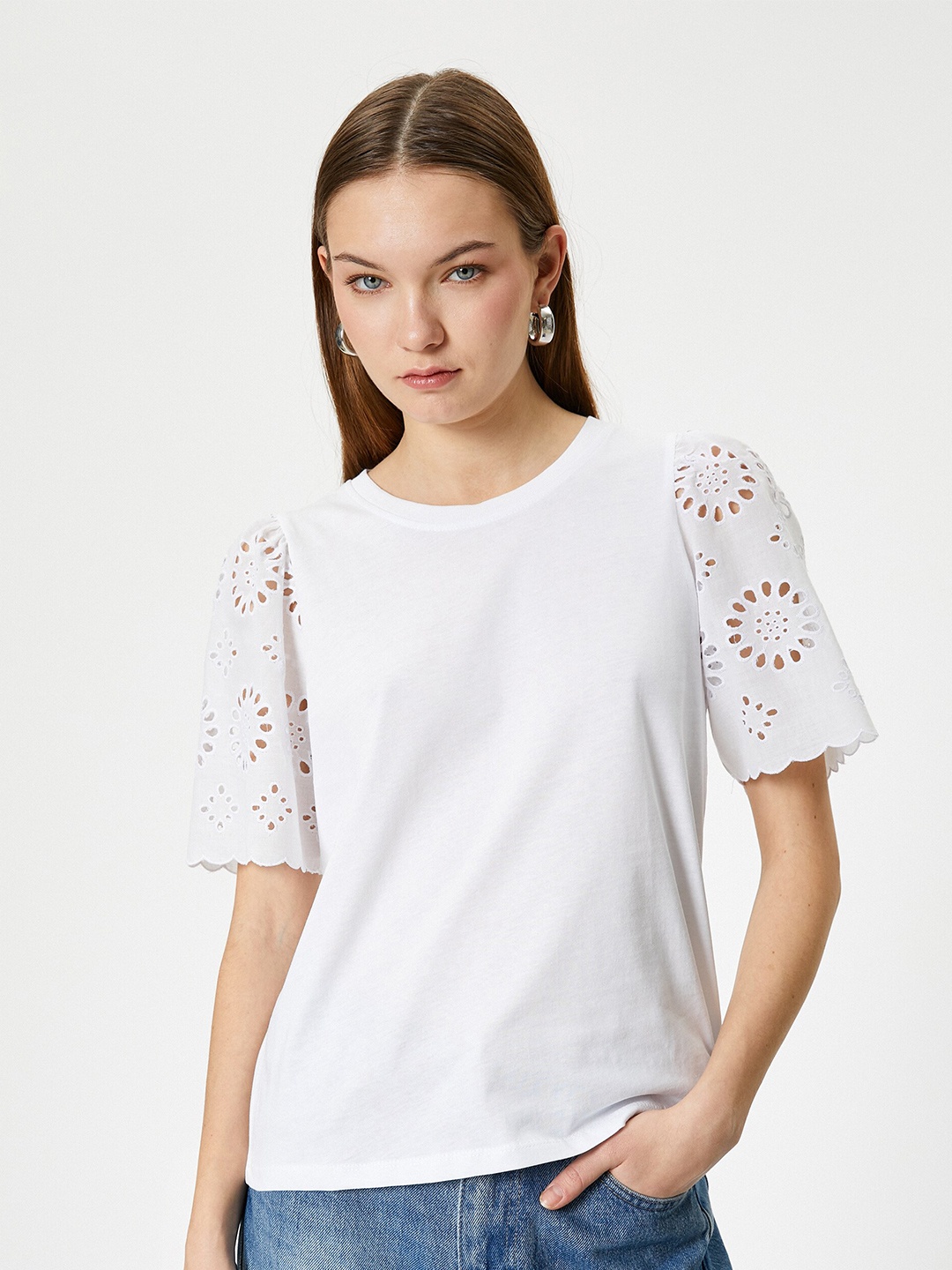 

Koton Printed Cotton T-shirt, Beige