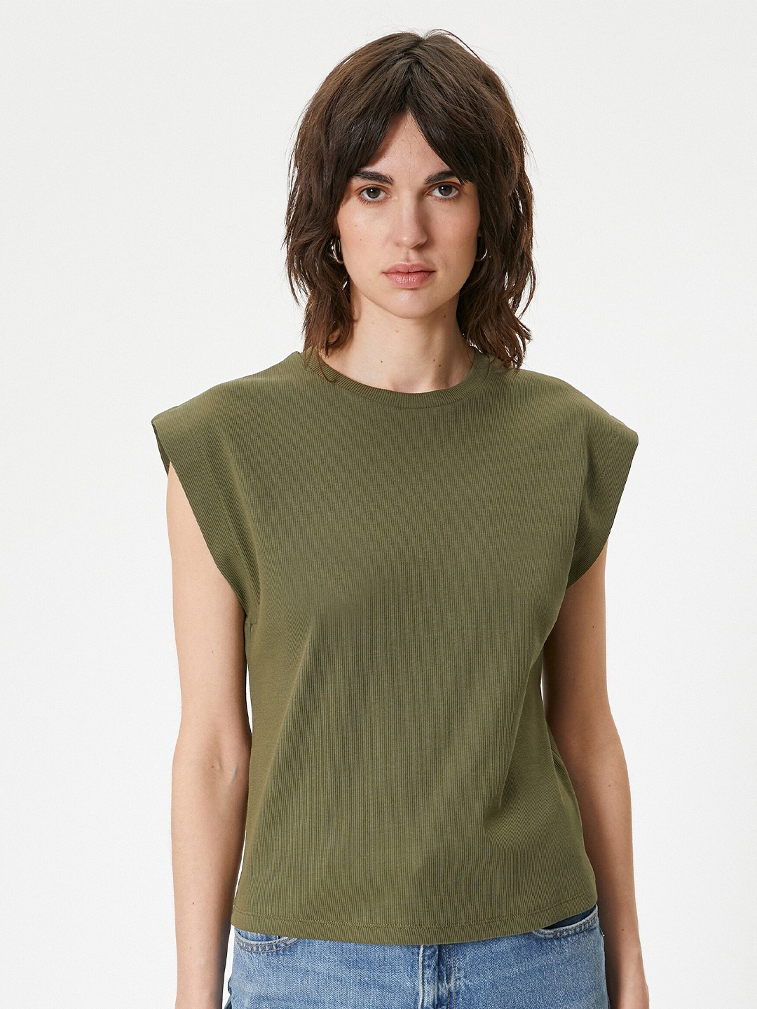 

Koton Round Neck Cotton Slim Fit T-shirt, Khaki