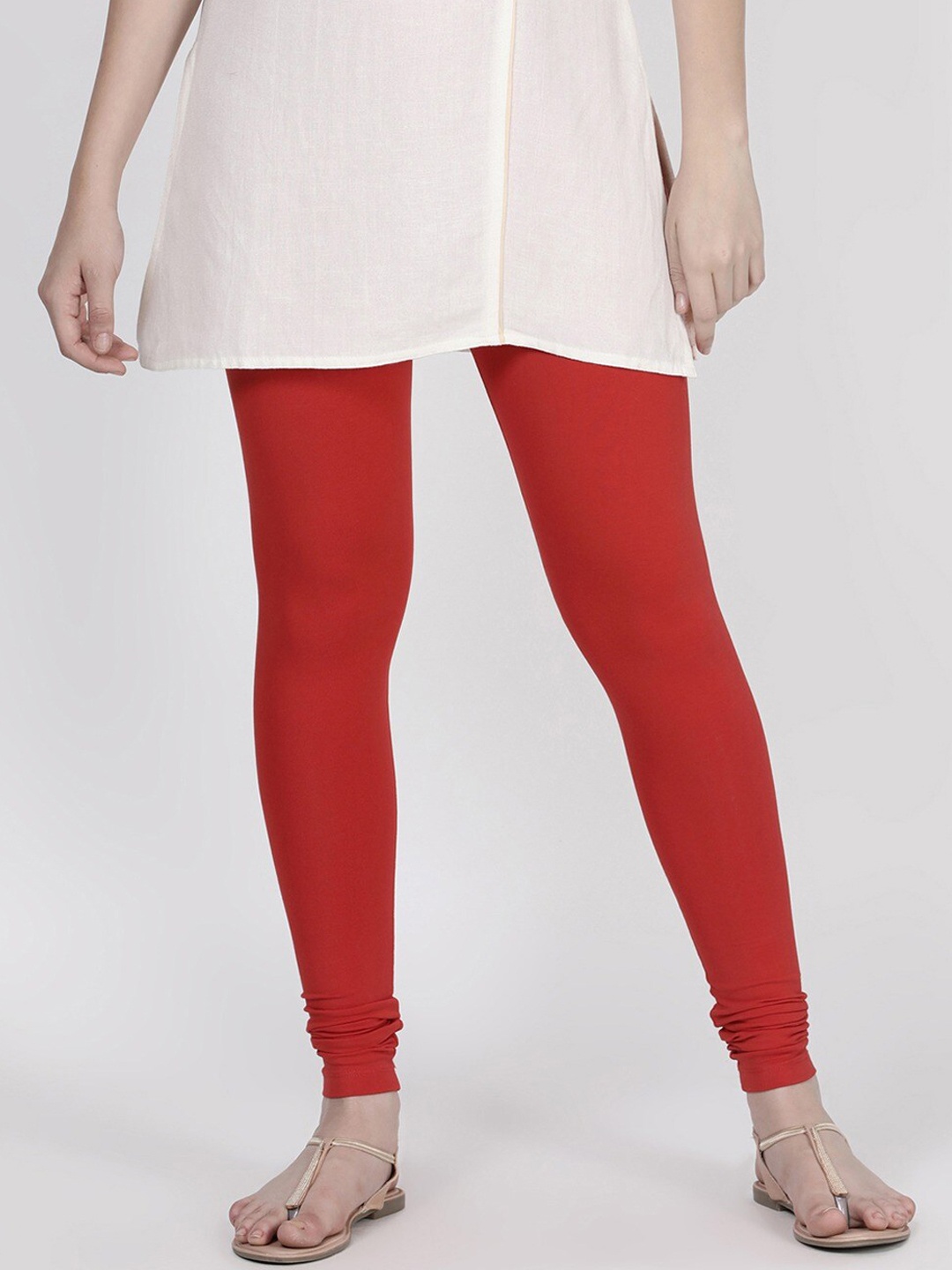 

TWIN BIRDS Women Churidar Length Leggings, Red