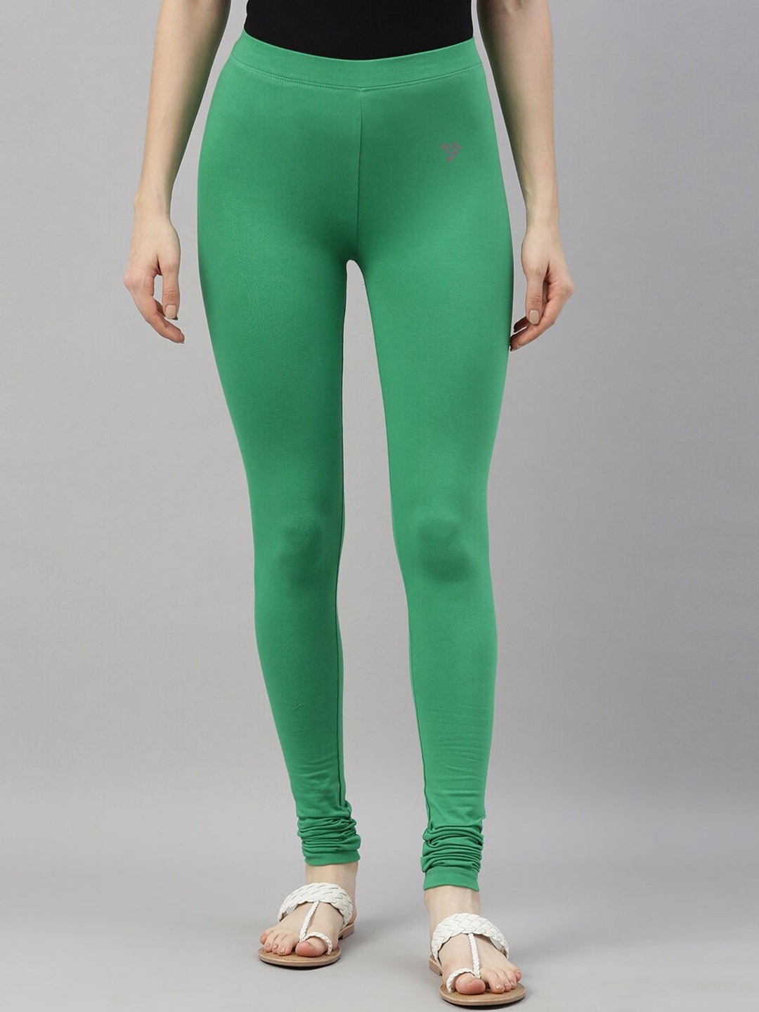 

TWIN BIRDS Women Solid Churidar Length Leggings, Green